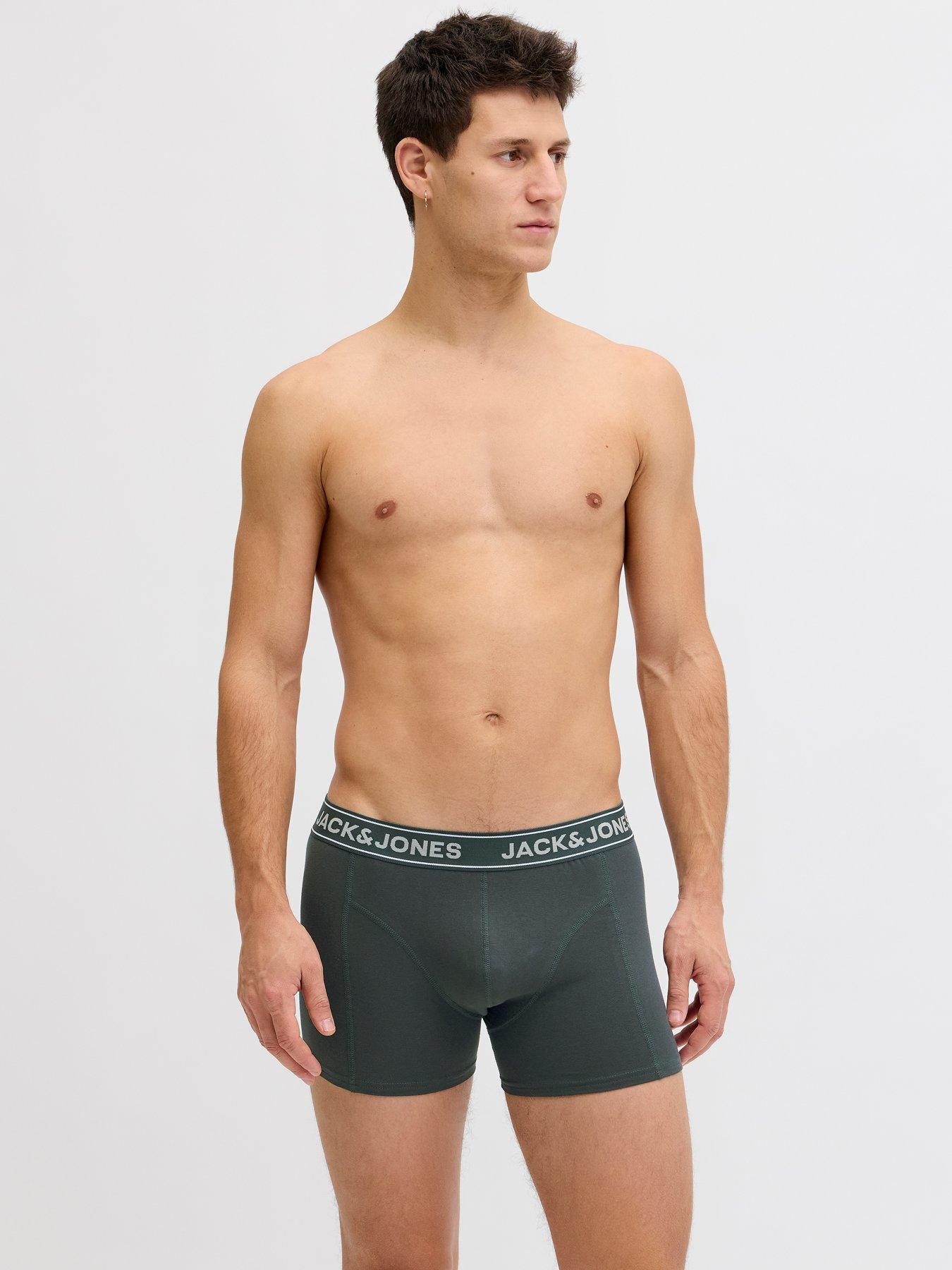 Image 2 of 4 of Jack & Jones Mens 5 Pack Organic Cotton Stretch Trunks - Dark Grey Melange