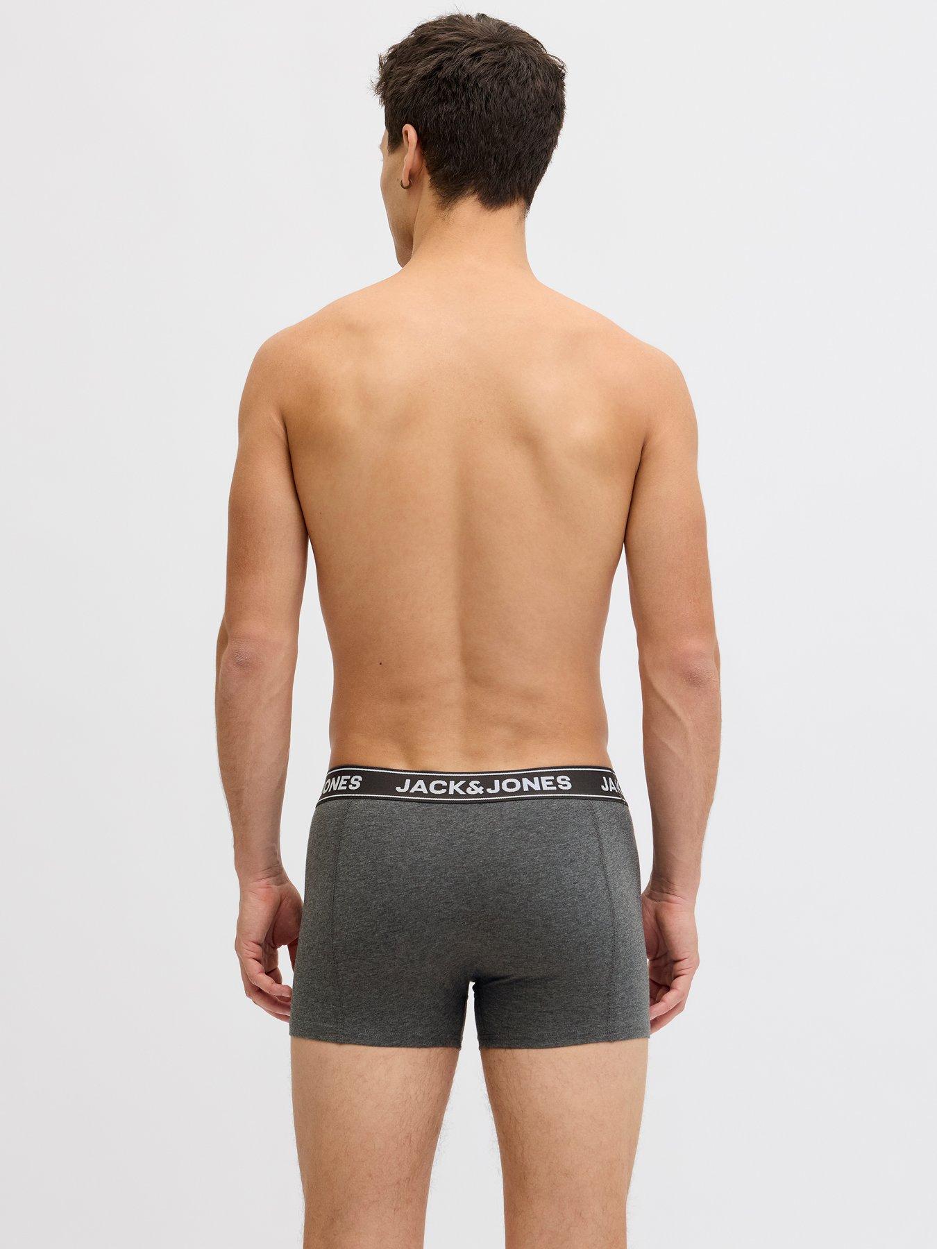 Image 4 of 4 of Jack & Jones Mens 5 Pack Organic Cotton Stretch Trunks - Dark Grey Melange