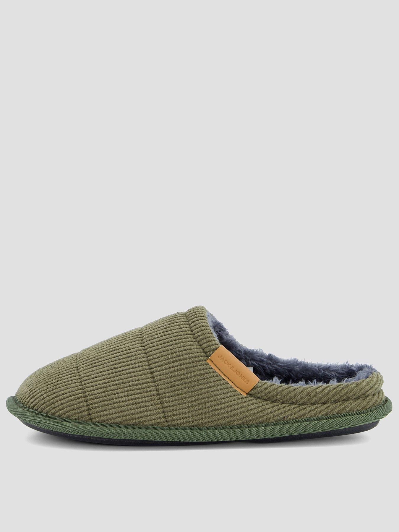 Jack & Jones Mens Corduroy Mule Slip-On Soft Lined Slippers, Green, Size 42, Men - Image 2
