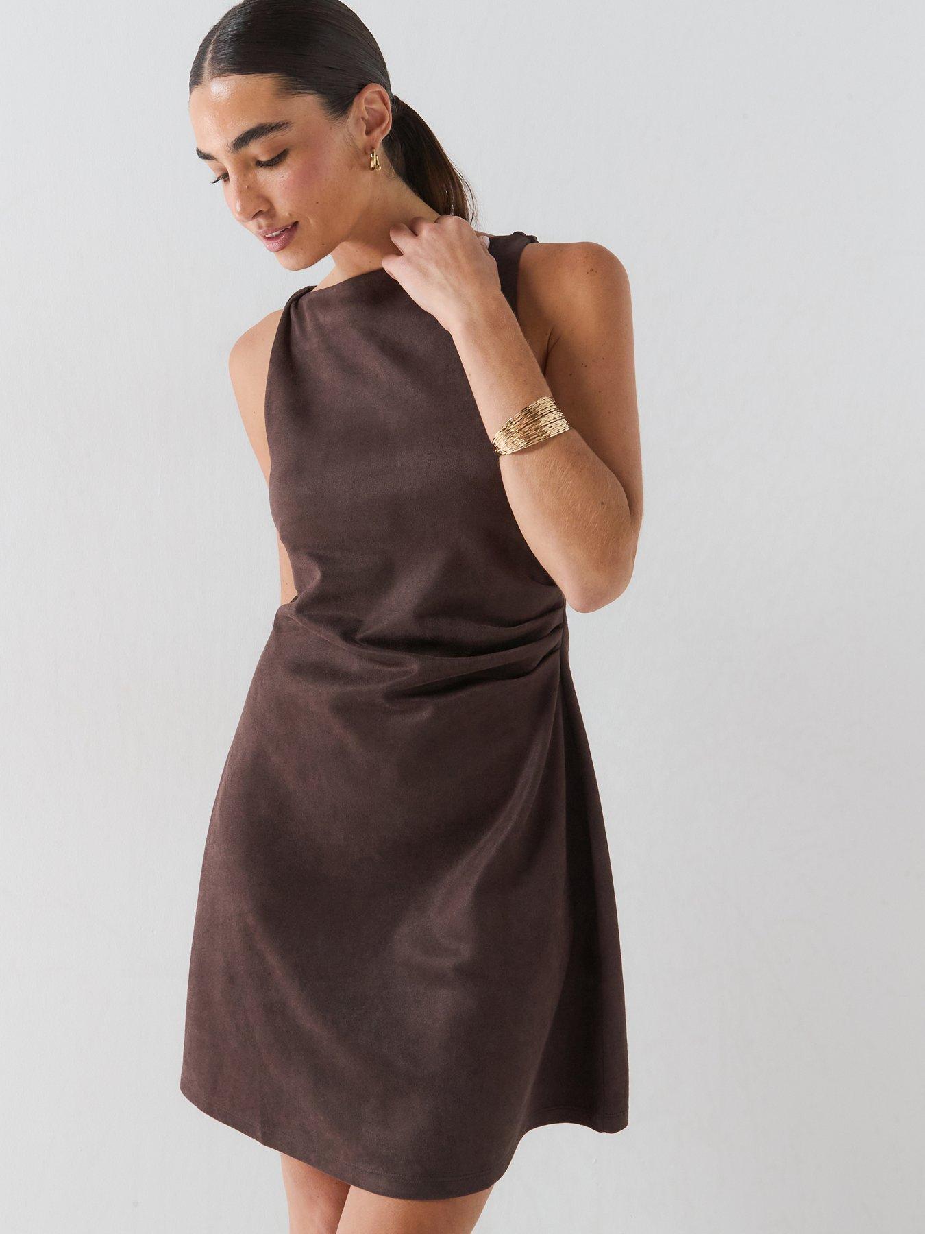 Vero Moda Women's Sleeveless High Neck Mini Dress - Brown