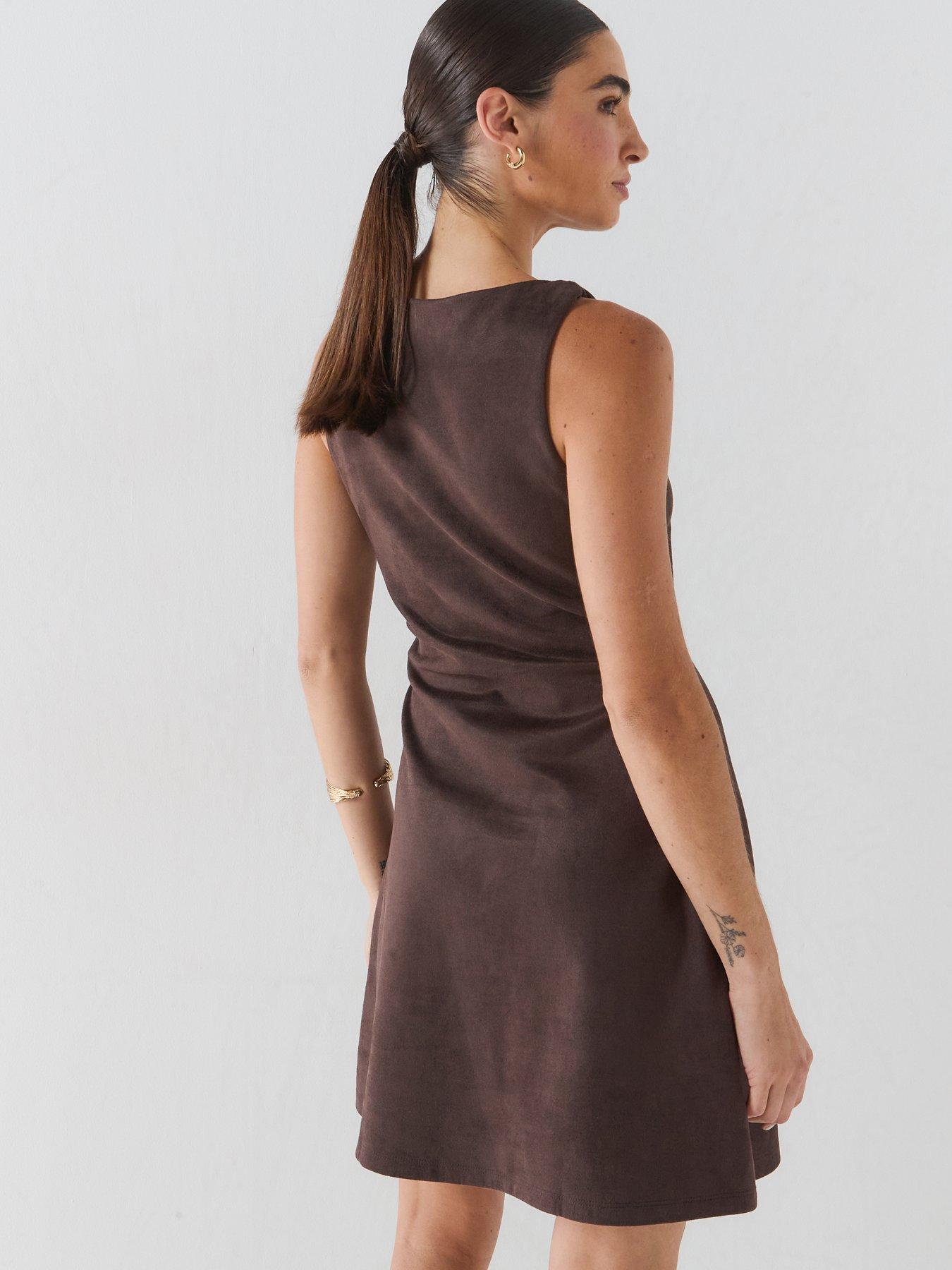 Image 2 of 6 of Vero Moda Women's Sleeveless High Neck Mini Dress - Brown