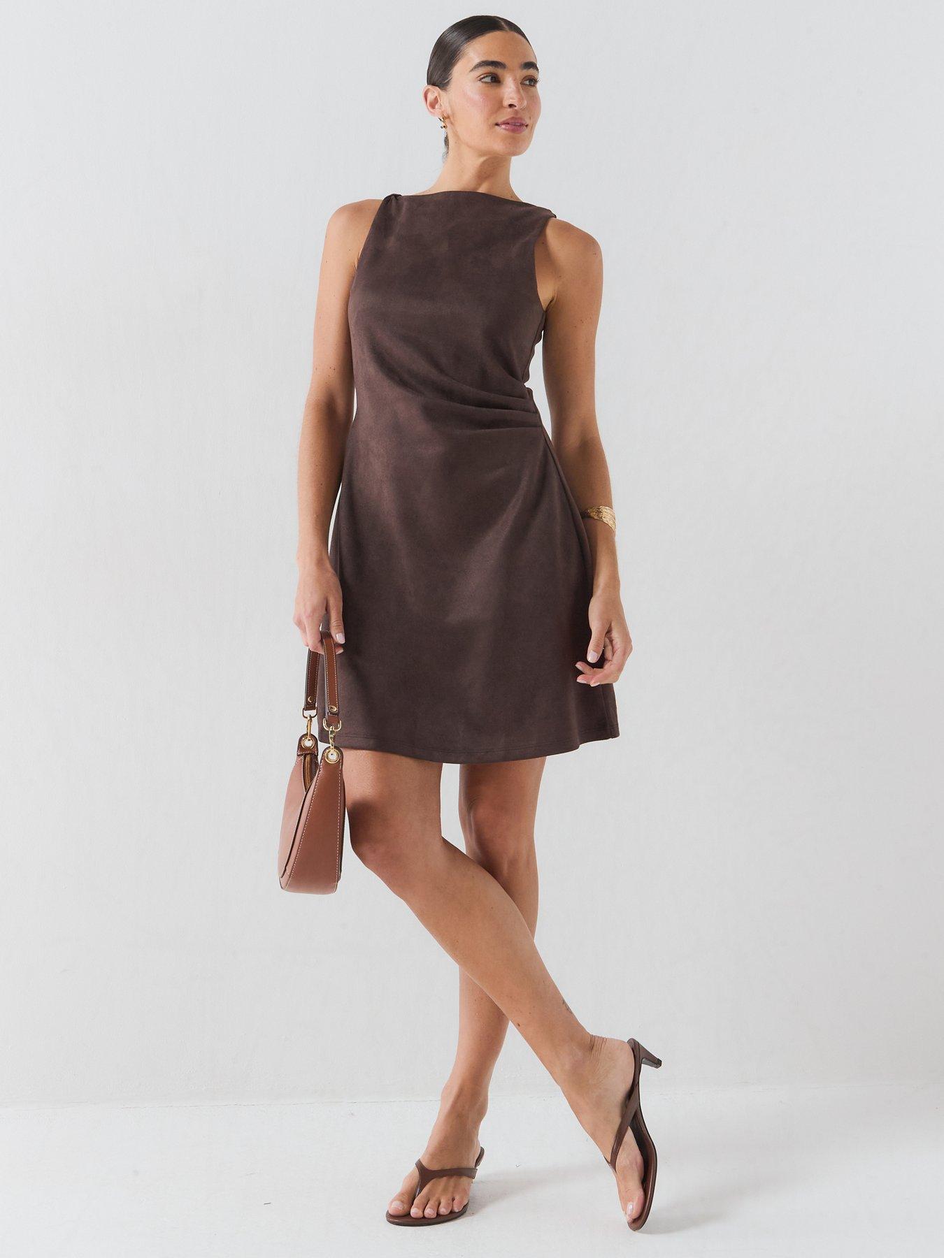 Image 3 of 6 of Vero Moda Women's Sleeveless High Neck Mini Dress - Brown