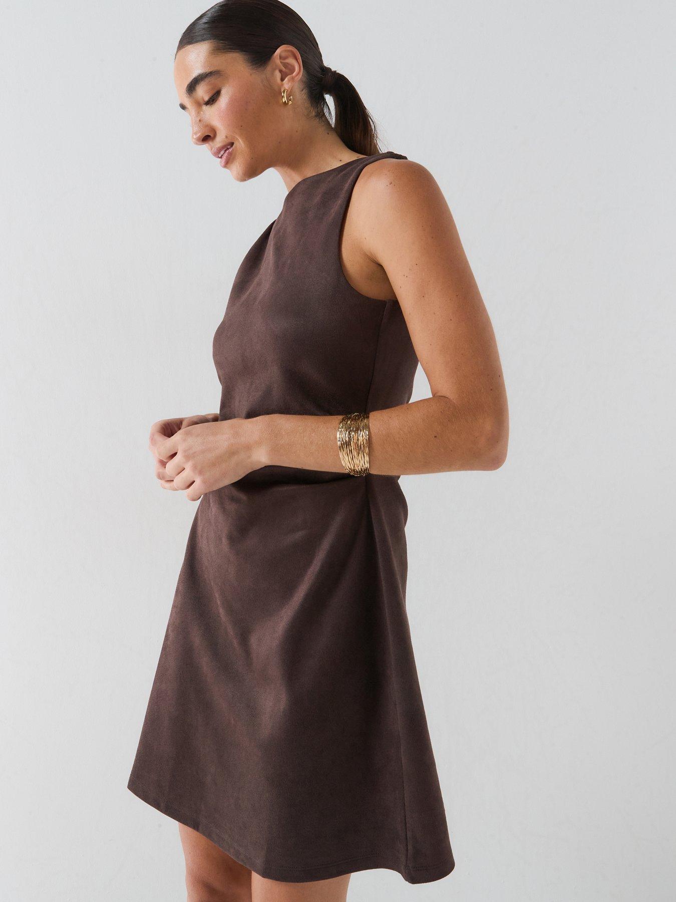 Image 4 of 6 of Vero Moda Women's Sleeveless High Neck Mini Dress - Brown