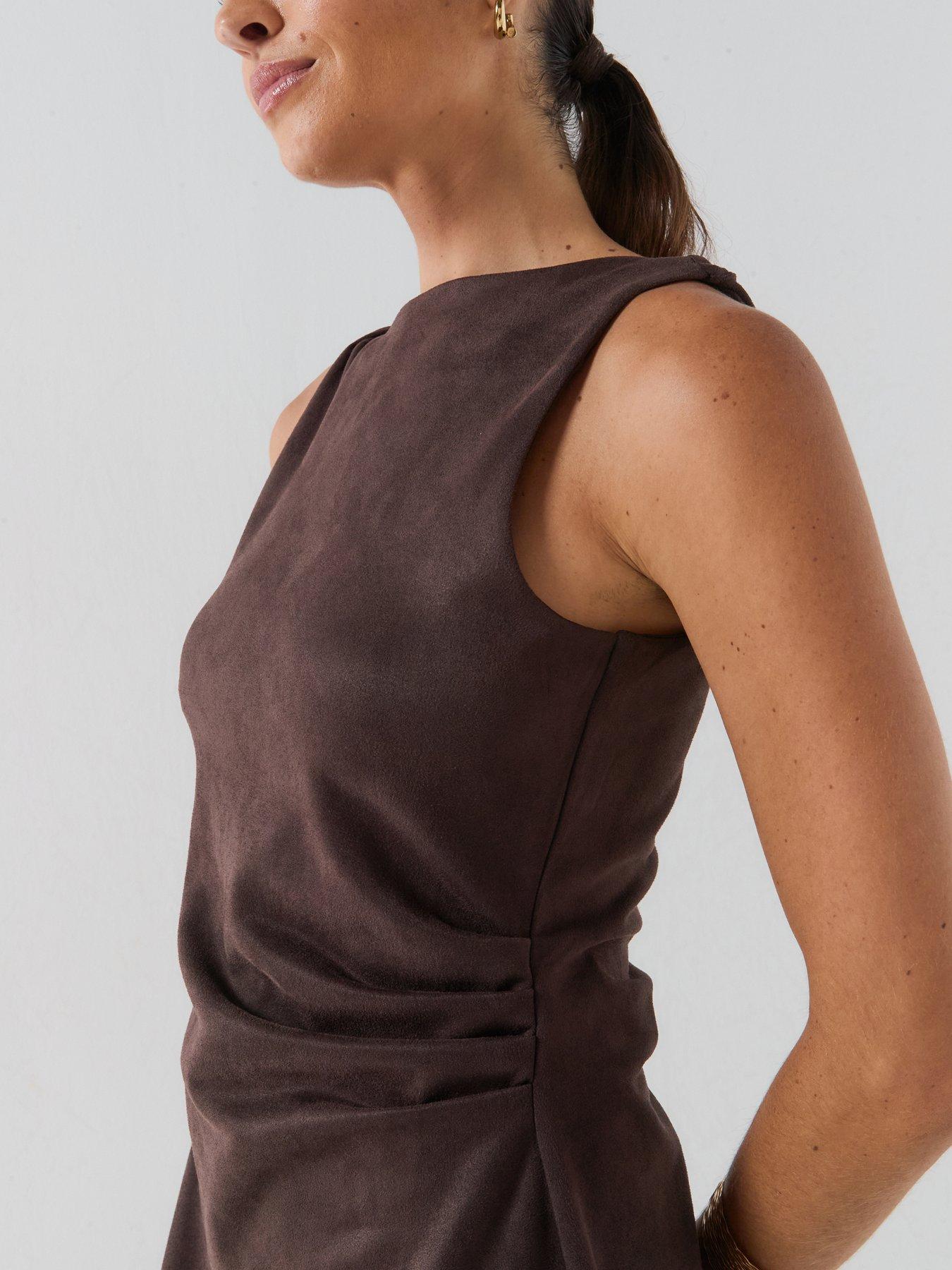 Image 5 of 6 of Vero Moda Women's Sleeveless High Neck Mini Dress - Brown