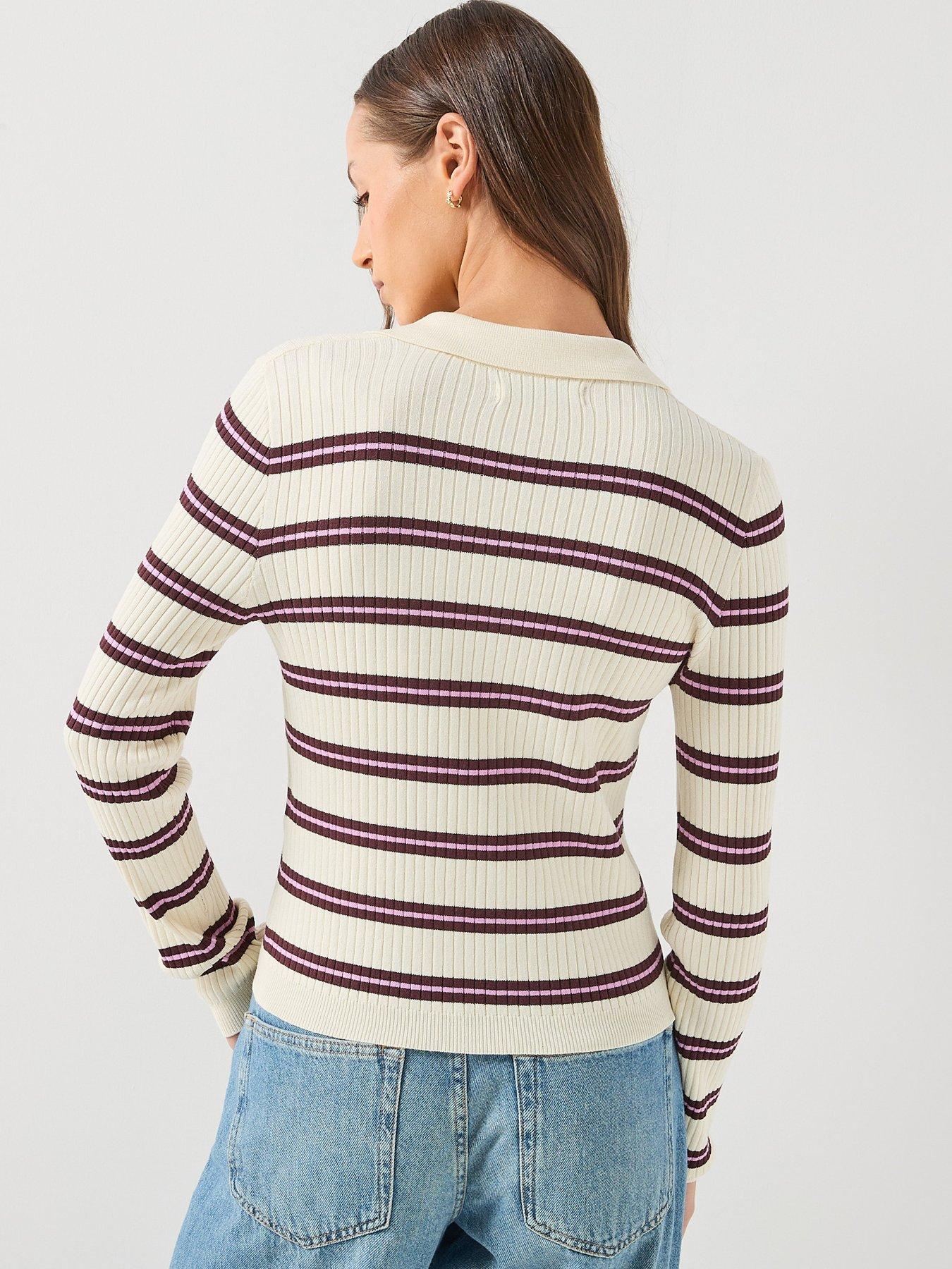 Image 2 of 6 of Only Kaya Stripe Polo Knit Top