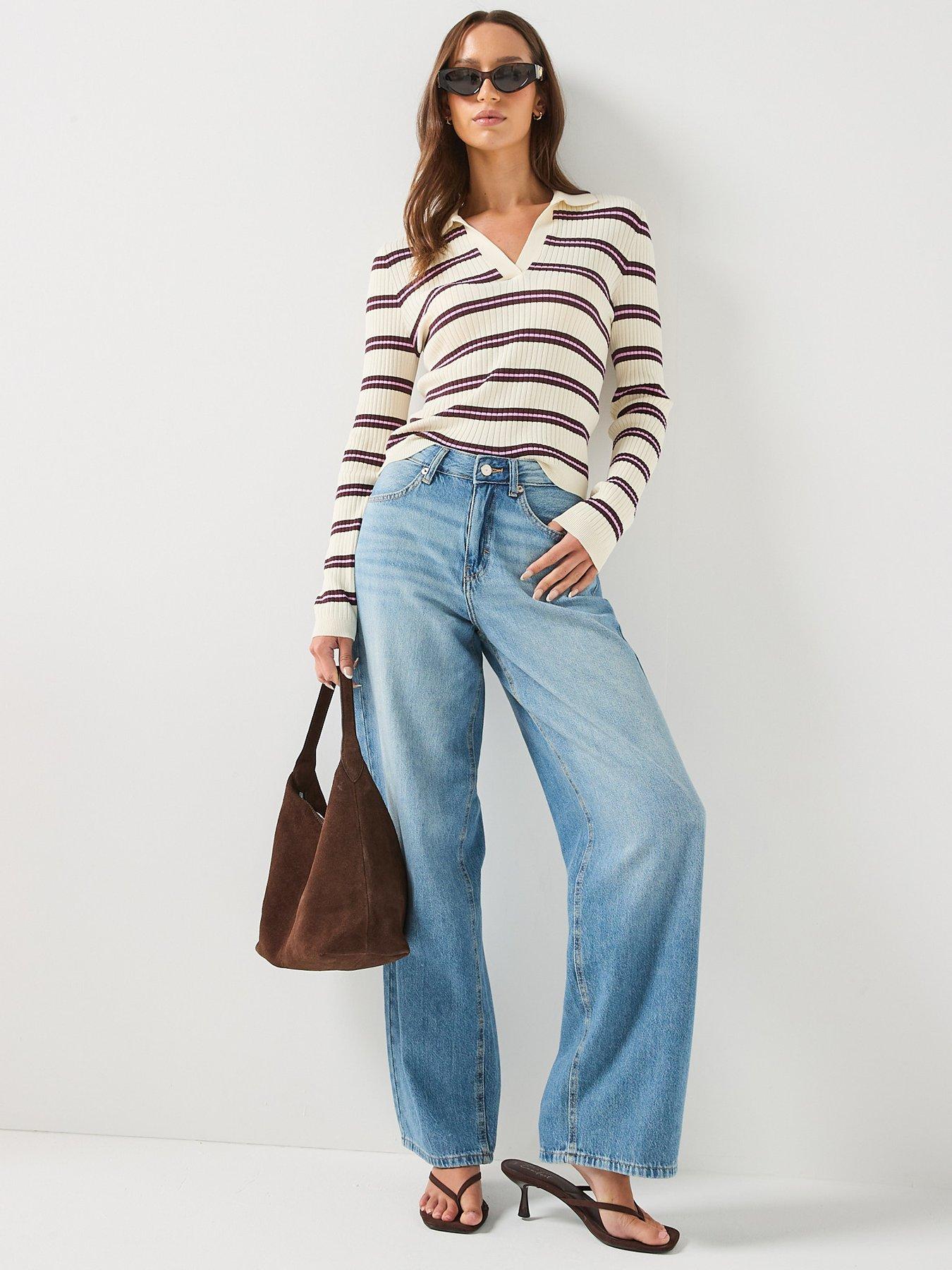 Image 3 of 6 of Only Kaya Stripe Polo Knit Top