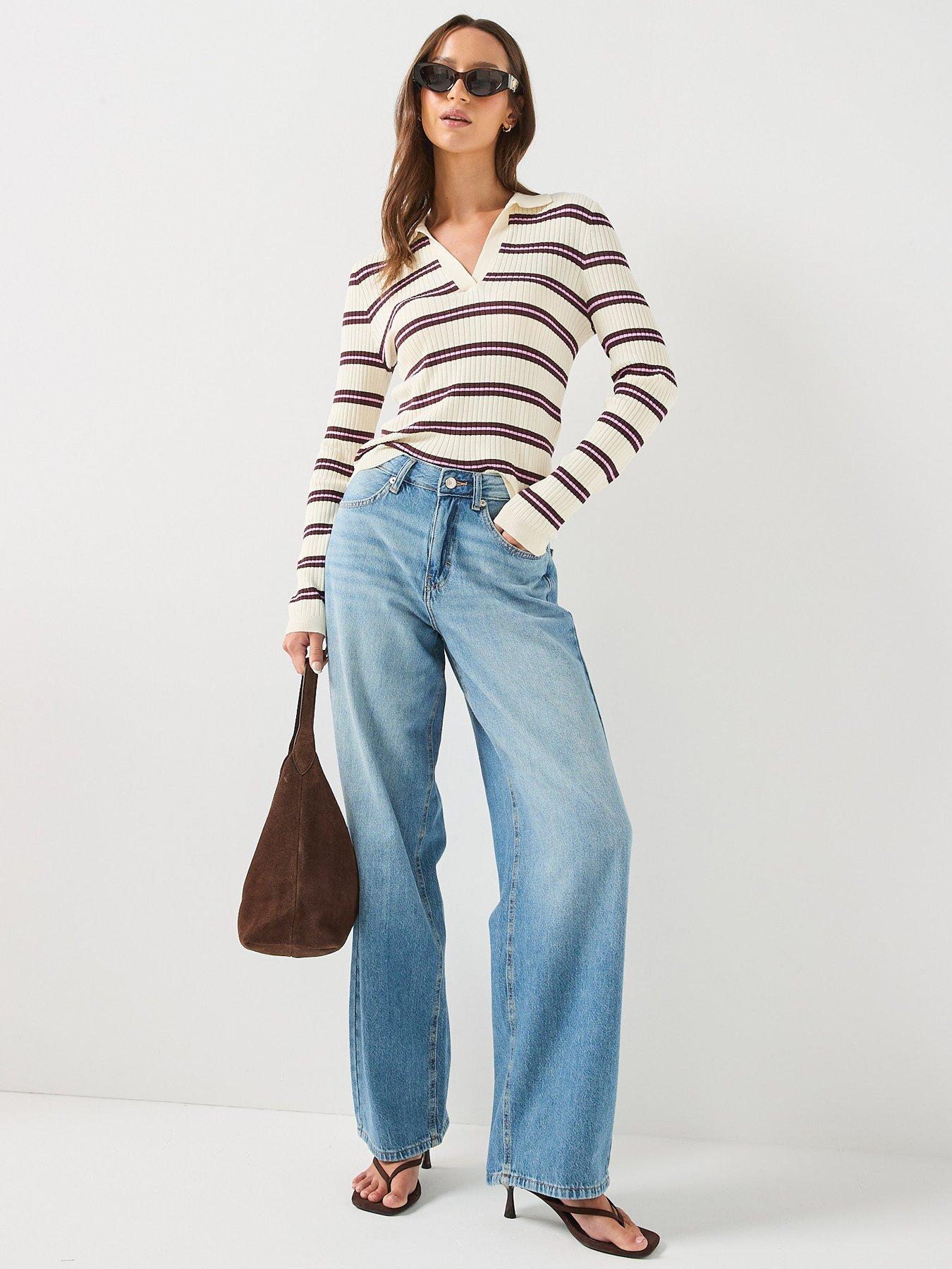 Image 4 of 6 of Only Kaya Stripe Polo Knit Top