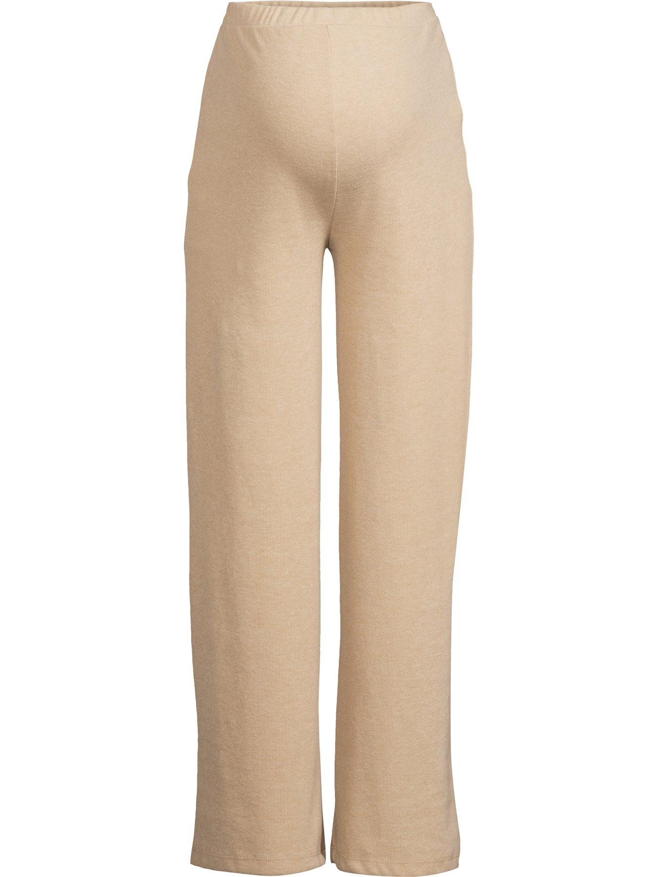 Image 5 of 5 of Mamalicious Womens Maternity High Waist Wide Leg Trousers - Beige