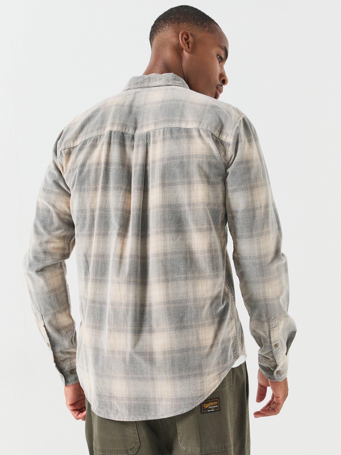 Image 2 of 5 of ONLY & SONS Mens William Cord Checked Regular Fit Shirt - Blue