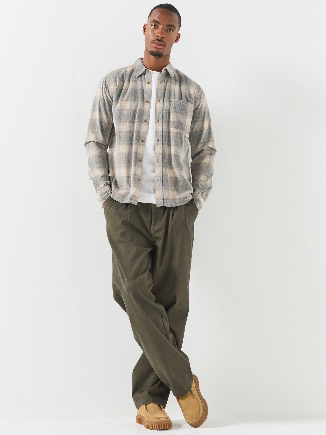 Image 3 of 5 of ONLY & SONS Mens William Cord Checked Regular Fit Shirt - Blue