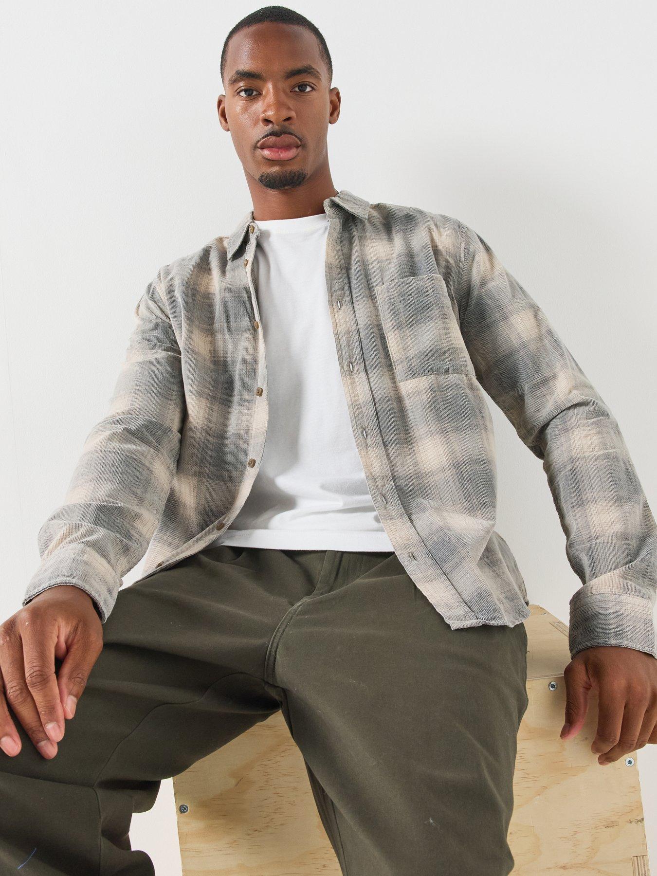 Image 4 of 5 of ONLY & SONS Mens William Cord Checked Regular Fit Shirt - Blue