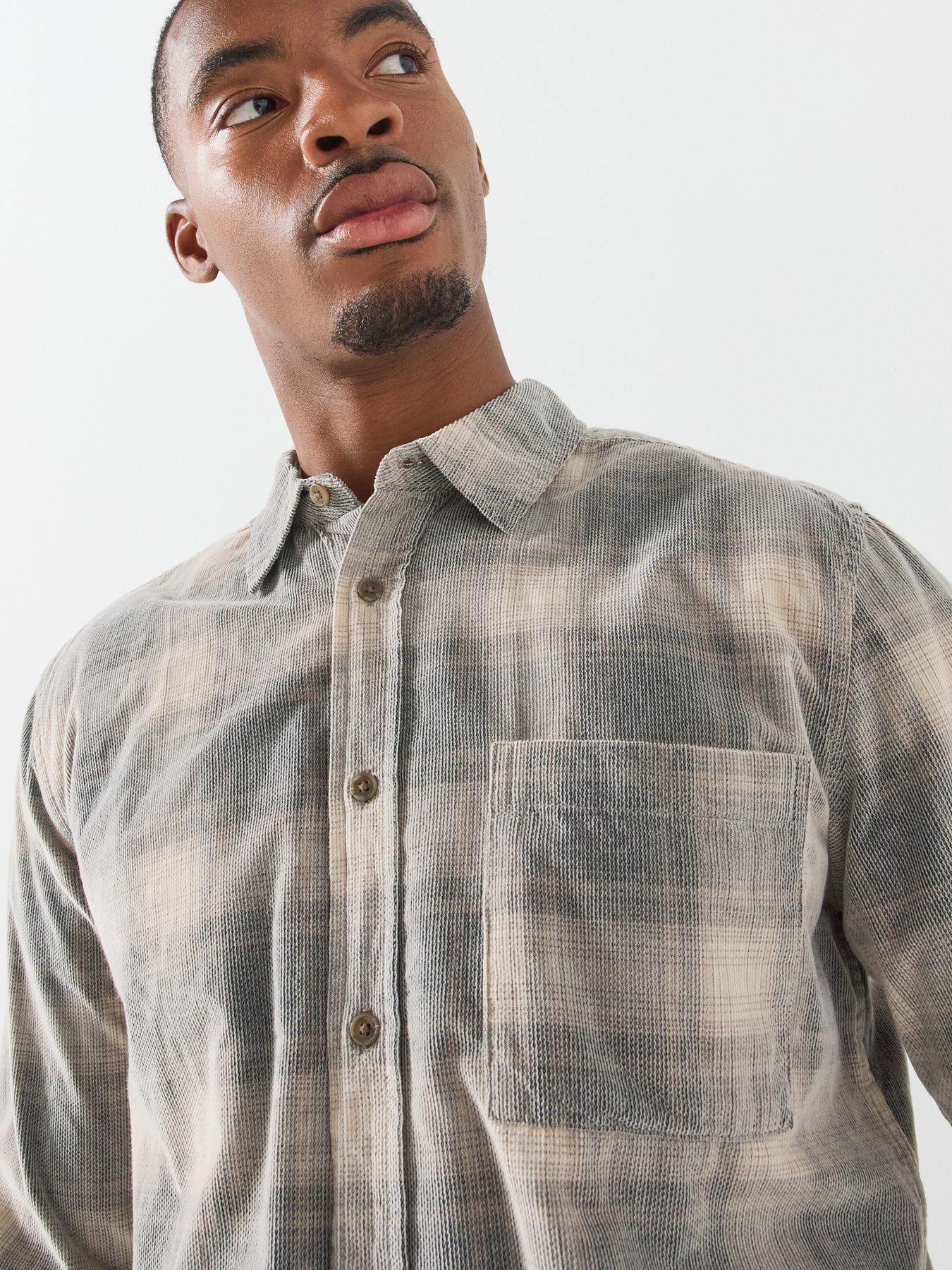Image 5 of 5 of ONLY & SONS Mens William Cord Checked Regular Fit Shirt - Blue