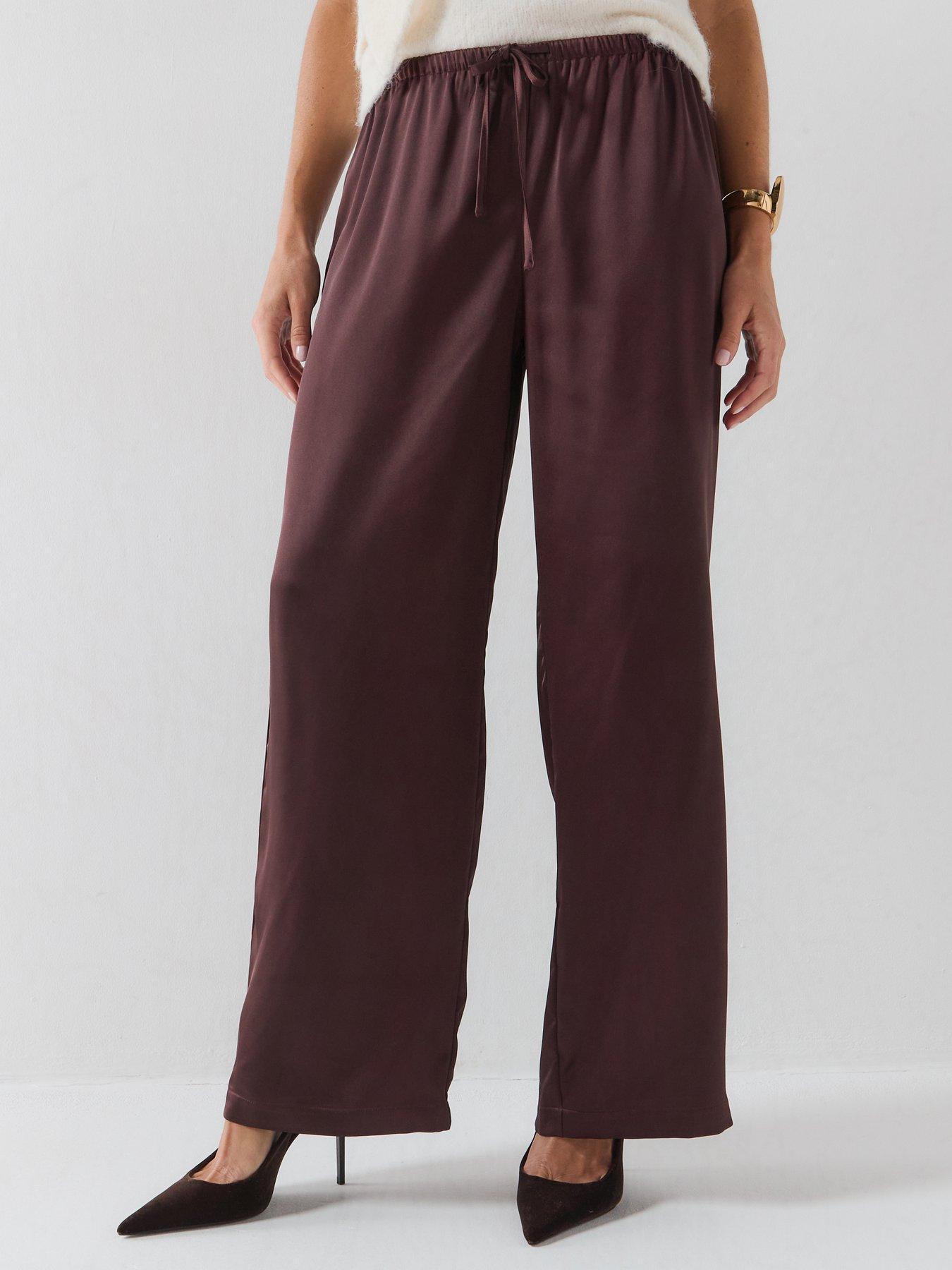 Only Satin Pull Up Wide Leg Trousers