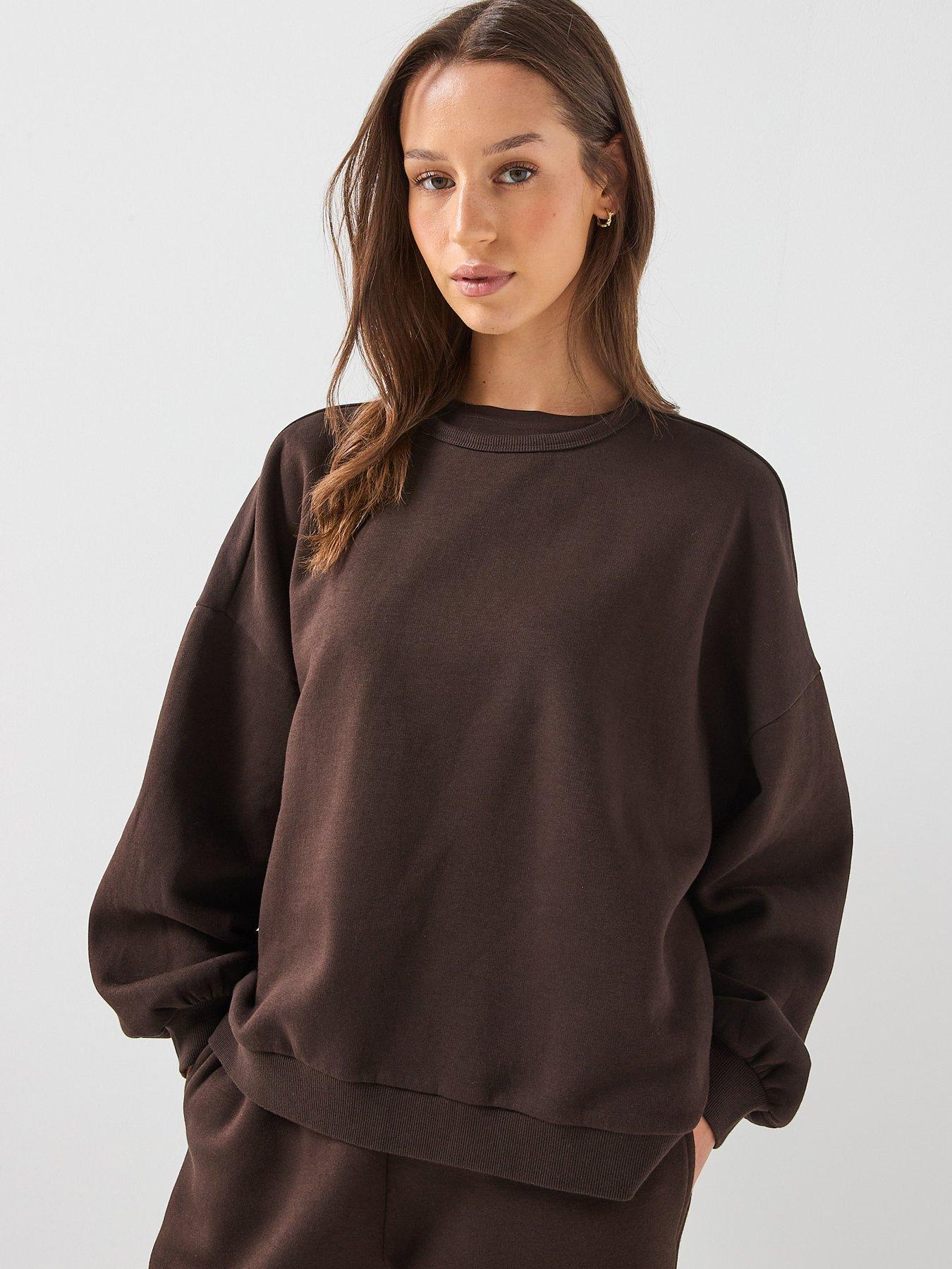 Vero Moda Women's Oversized Crew Neck Sweatshirt - Brown