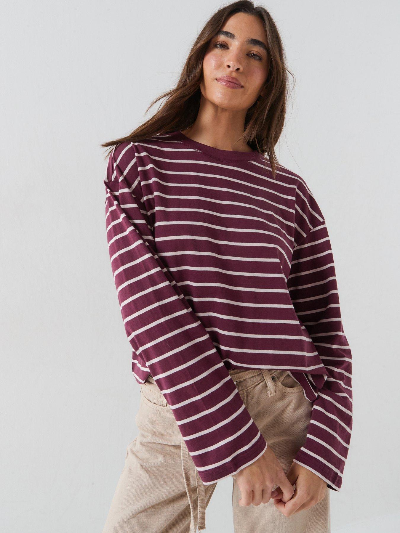 Image 1 of 6 of Only Happy Stripe Long Sleeve T-shirt
