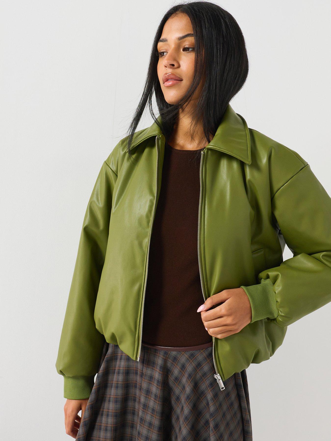 Image 1 of 5 of PIECES Lara Padded Coated Bomber Jacket