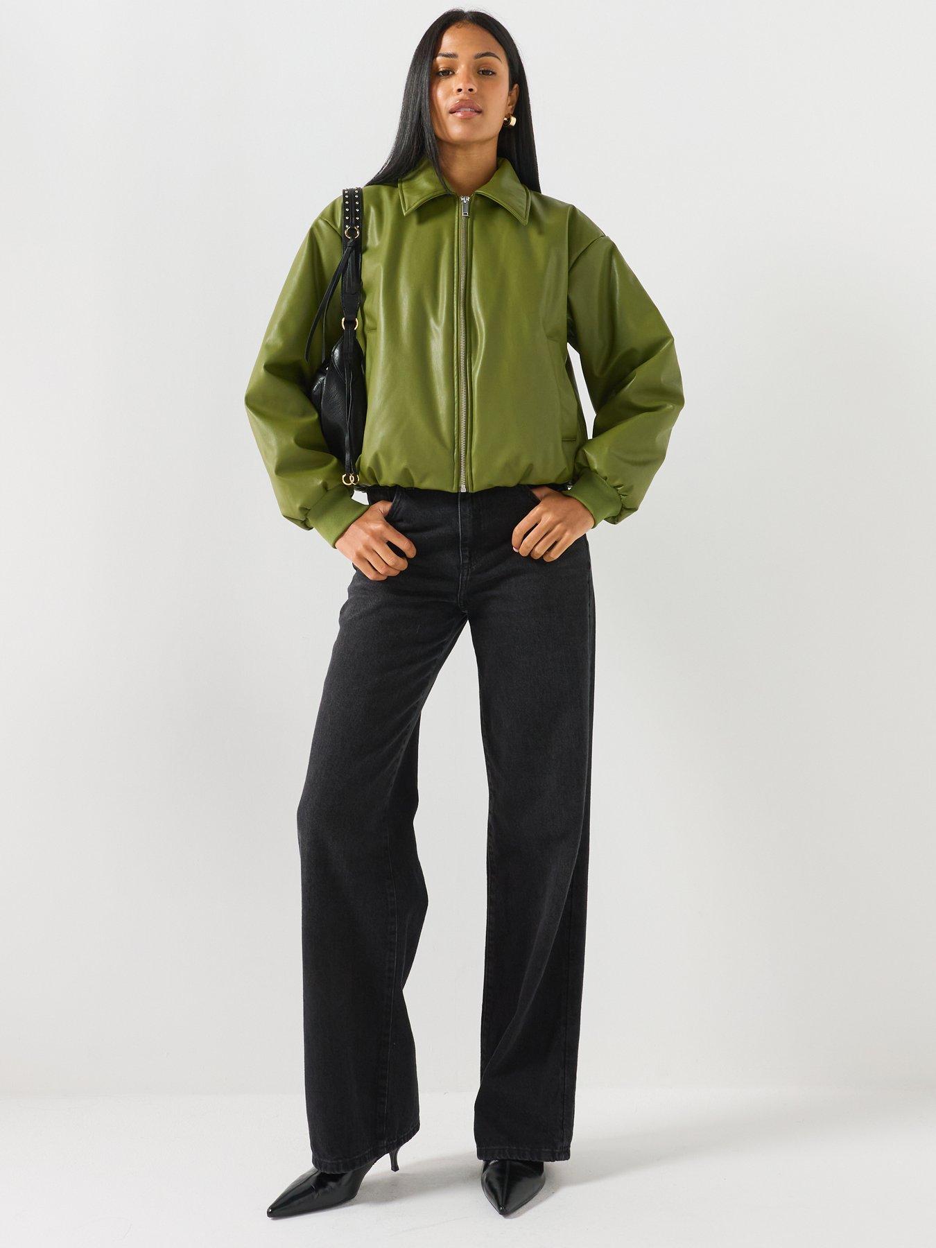 Image 5 of 5 of PIECES Lara Padded Coated Bomber Jacket