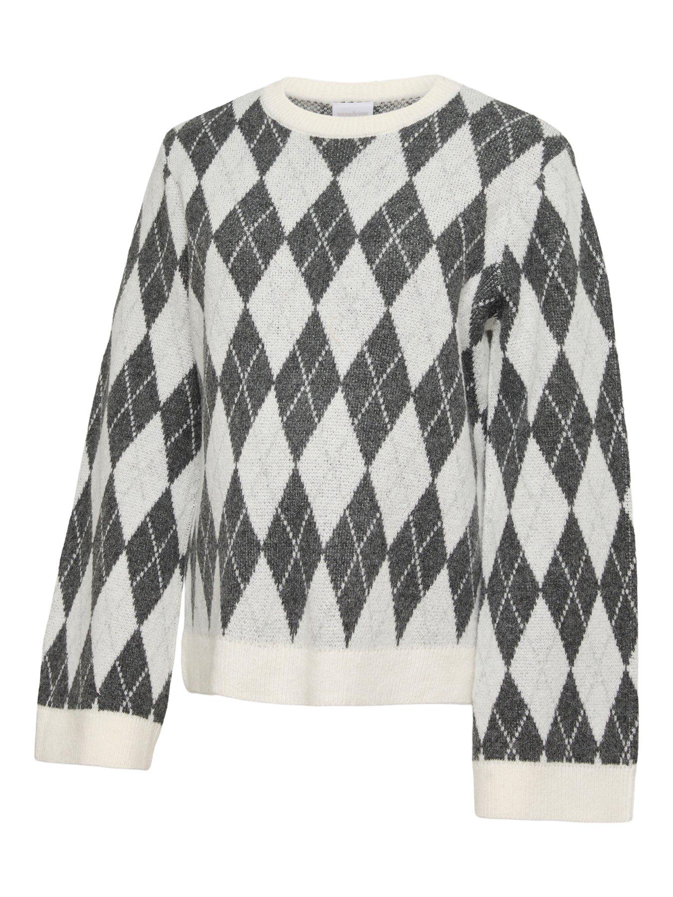 Image 5 of 5 of Mamalicious Mlargyle Vita Women's Argyle Pattern Long Sleeve Knit Jumper - Beige