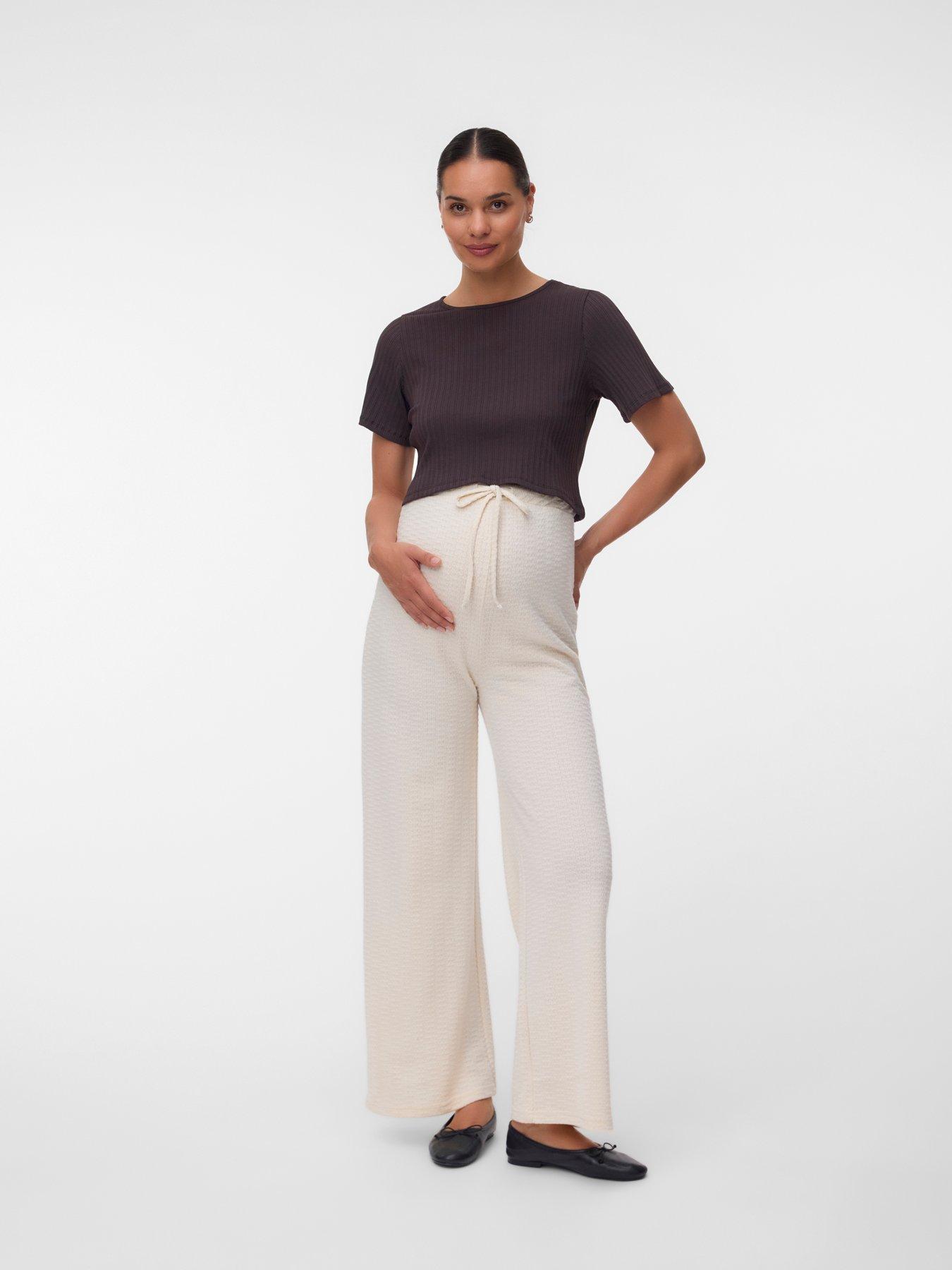 Image 1 of 4 of Mamalicious Mltracy Wide Jrs Pants Hw - Beige