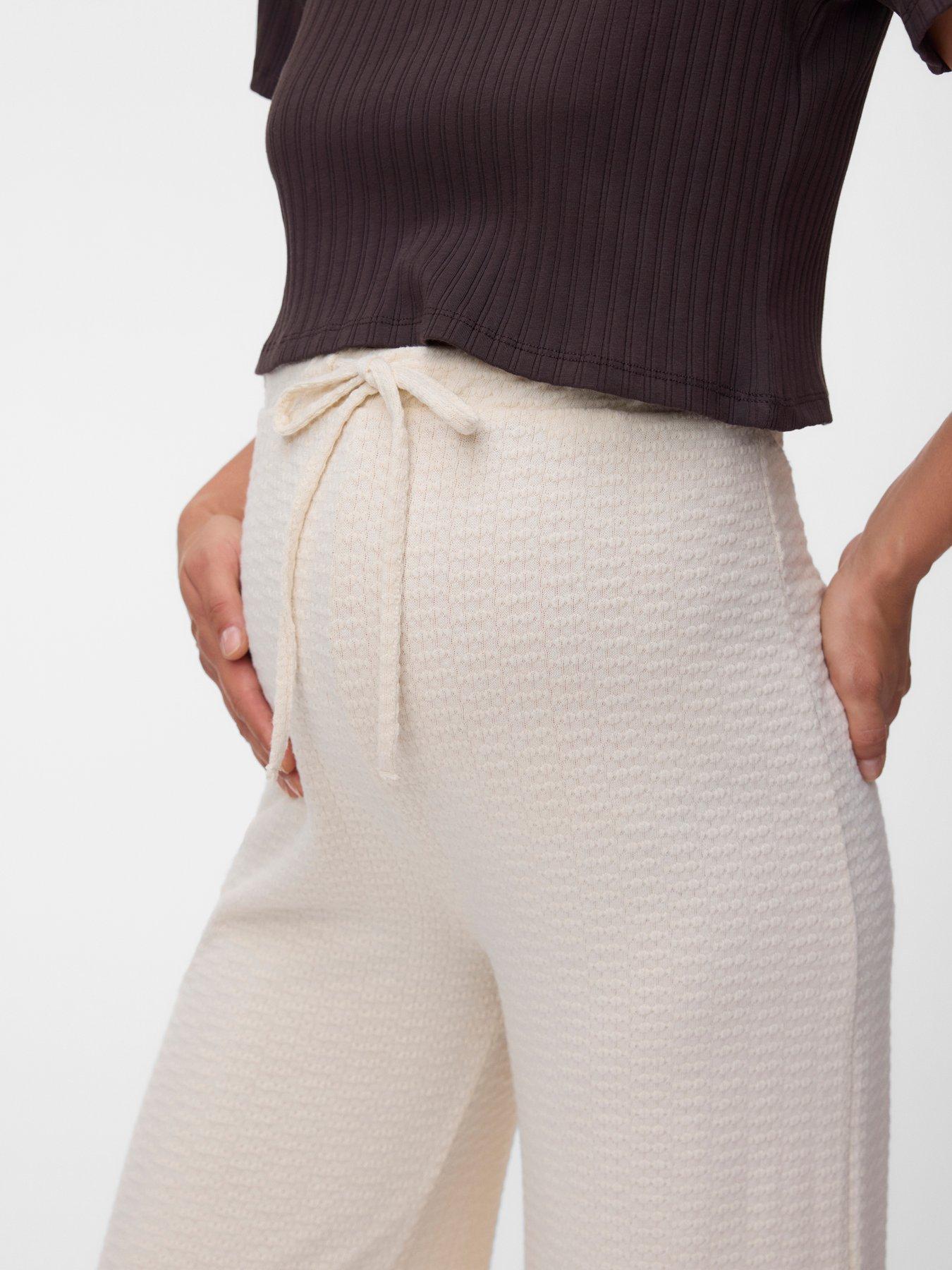 Image 4 of 4 of Mamalicious Mltracy Wide Jrs Pants Hw - Beige