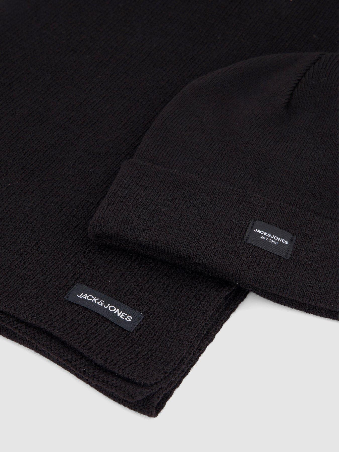Image 5 of 6 of Jack & Jones Mens Matching Knit Beanie Scarf Gift Box - Black