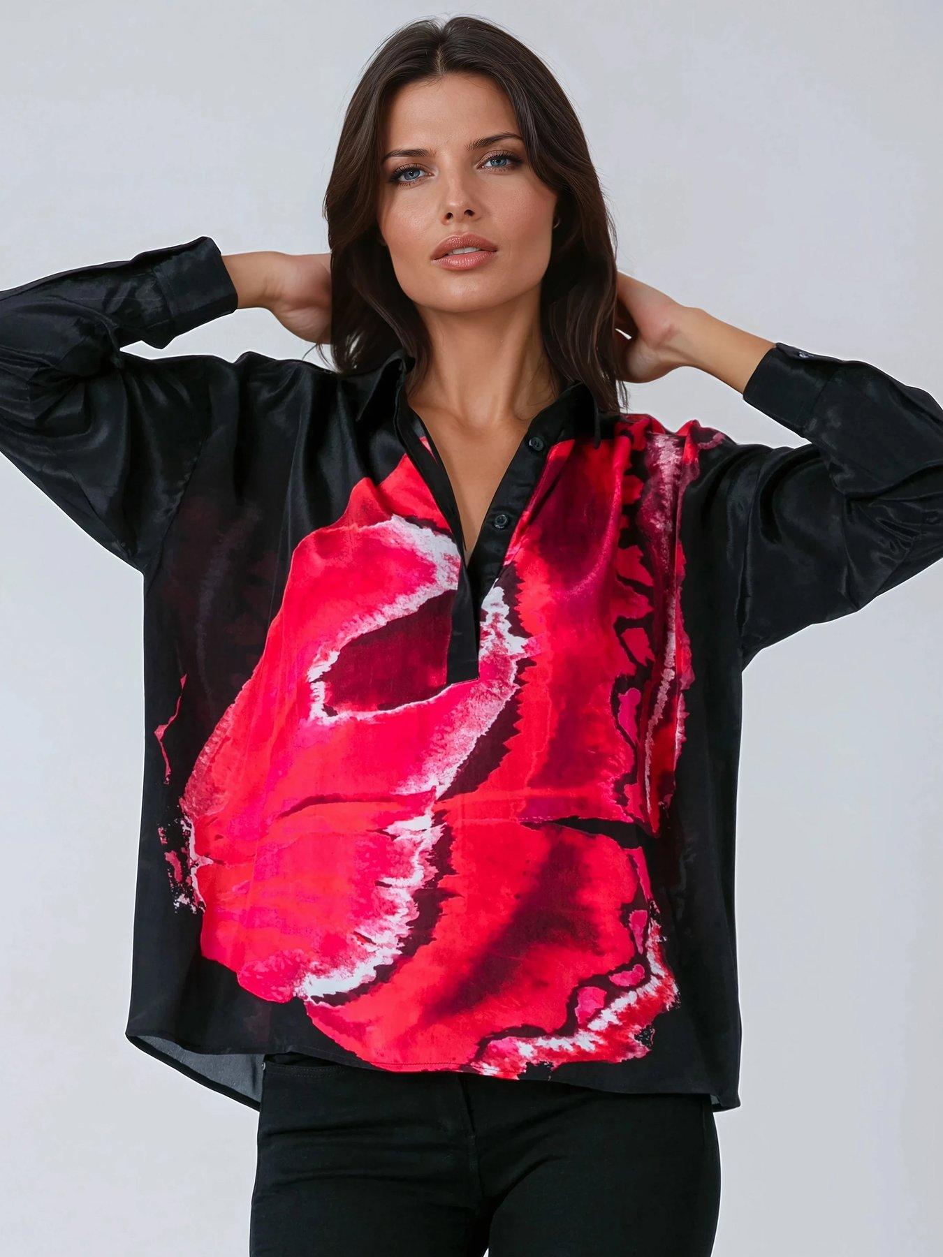 Religion Lauren Large floral print Shirt- Red and pink