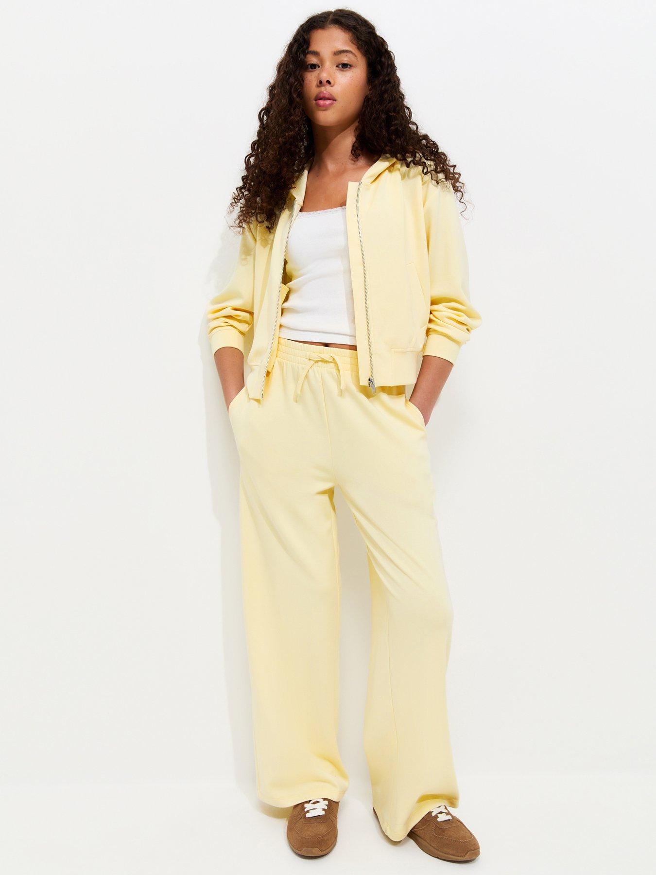 New Look 915 Girls Light Yellow Soft Touch Wide Leg Joggers