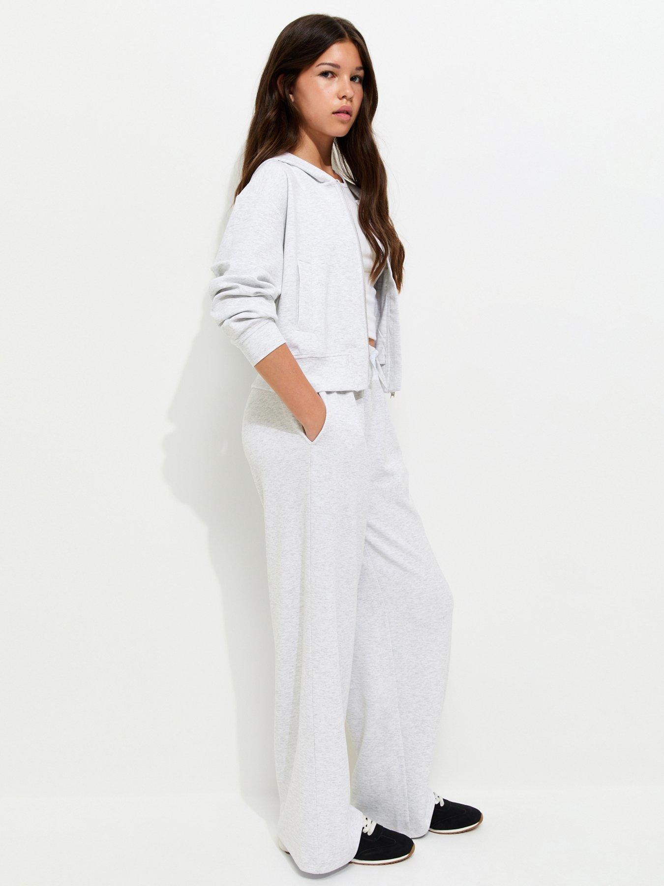 Image 1 of 5 of New Look 915 Girls Soft Touch Wide Leg Joggers - Grey