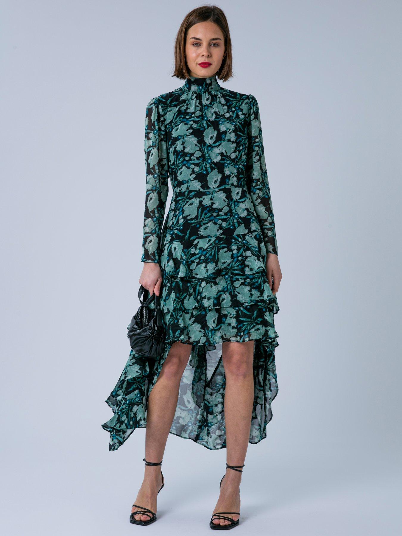 Religion Cressida Hi Low Occasion Maxi Dress In Floral Print - Green