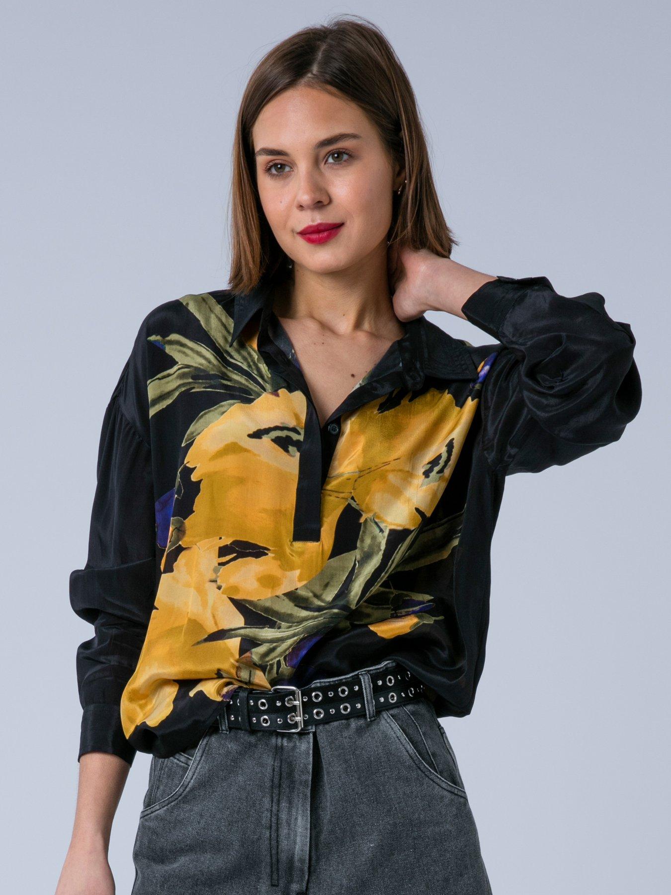 Religion Oversized Floral Print Valeria Shirt With Long Sleeves - Yellow