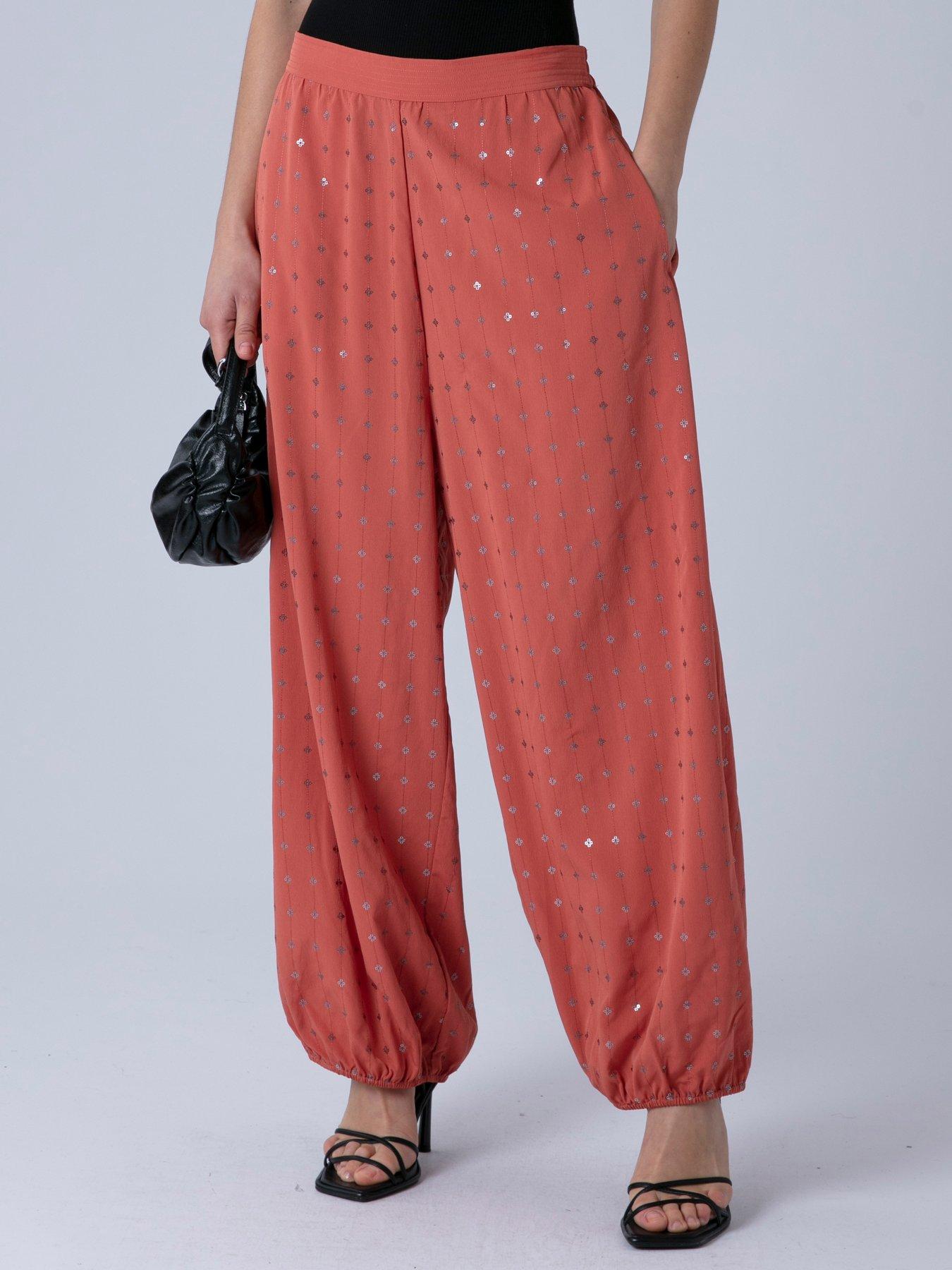 Religion Embellished Kara Balloon Trousers- Coral