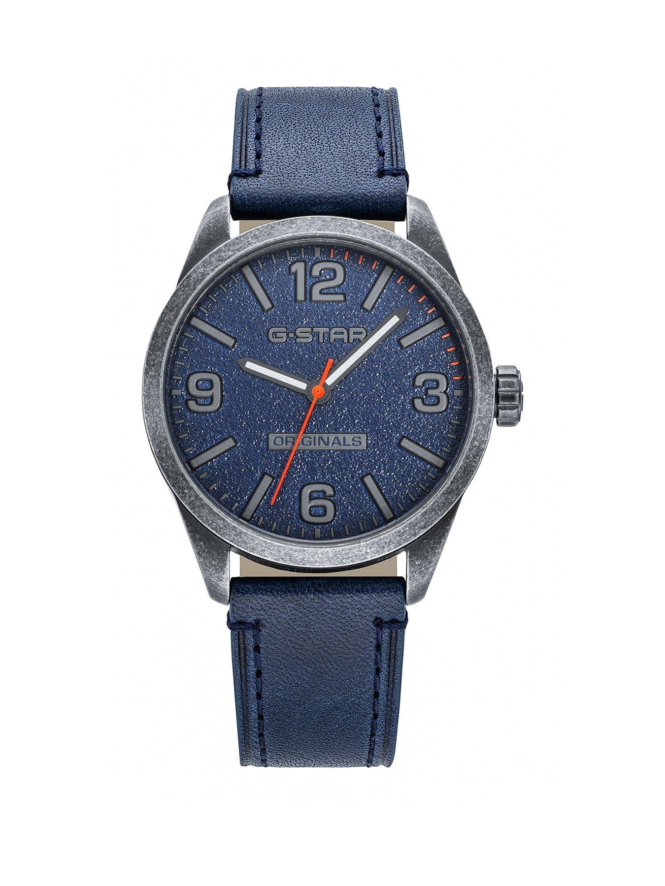G-Star Originals Stainless Steel Case, Leather Strap Watch