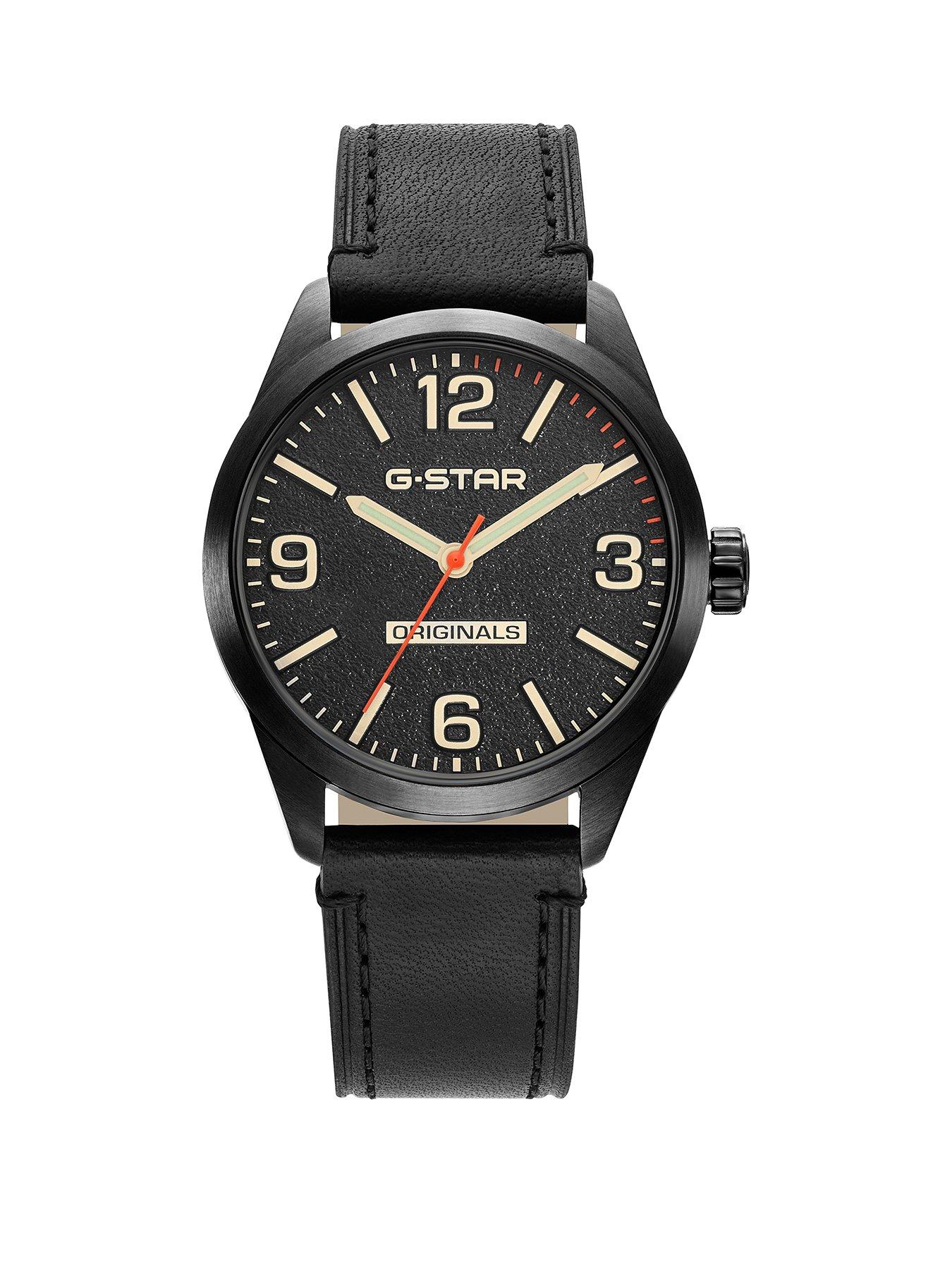 G-STAR Originals Stainless Steel Case, Leather Strap Watch