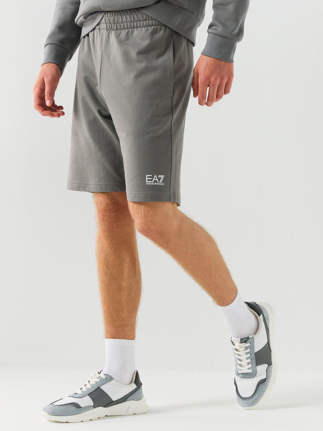 EA7 Emporio Armani Side Pocket Shorts in Cotton with Drawstring Core Identity - Grey