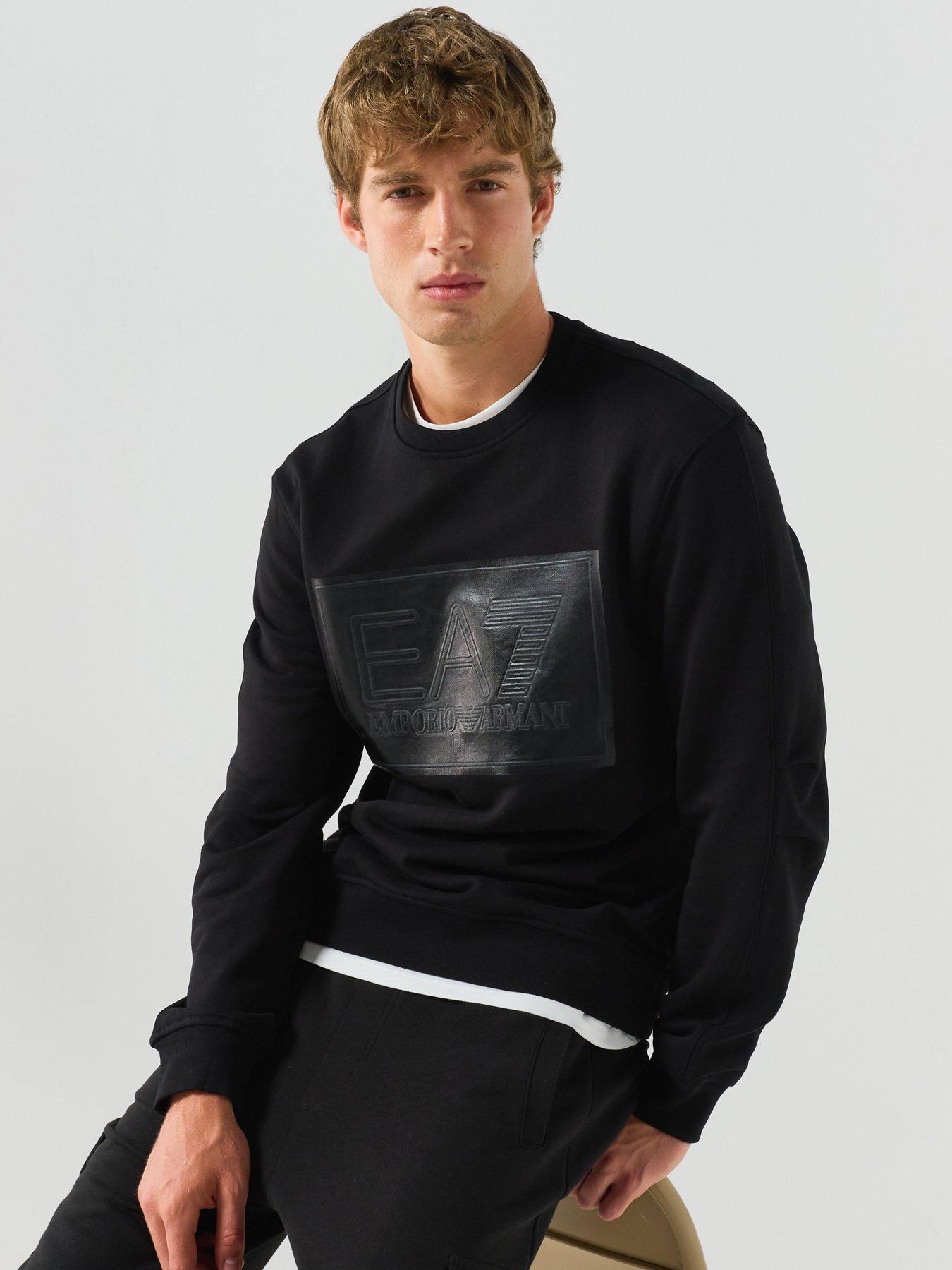EA7 Emporio Armani Sweatshirt Oversized in Cotton Jersey, Black, Size L, Men