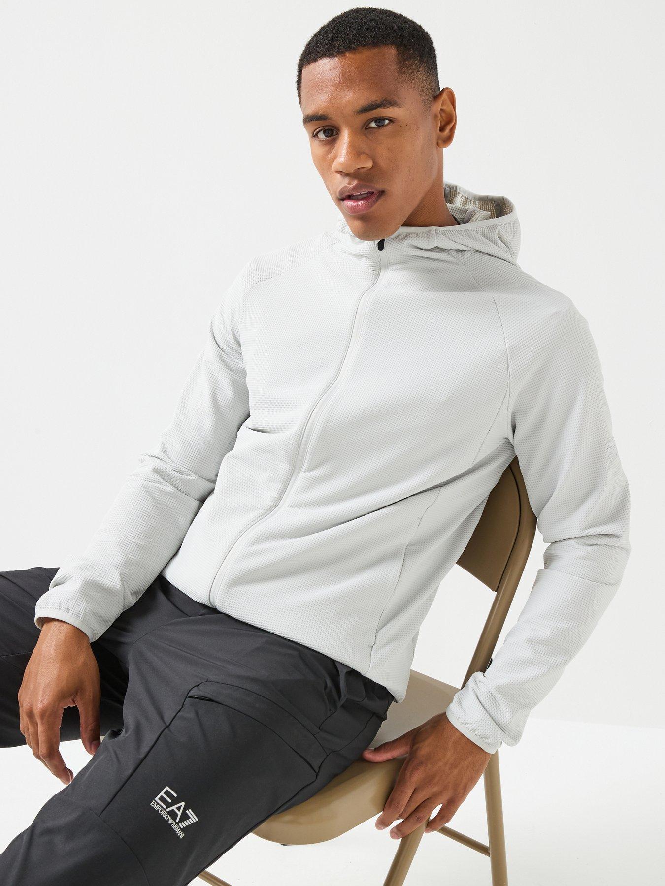 Image 1 of 6 of EA7 Emporio Armani Ventus7 Full Zip Tech Hoodie - Light Grey