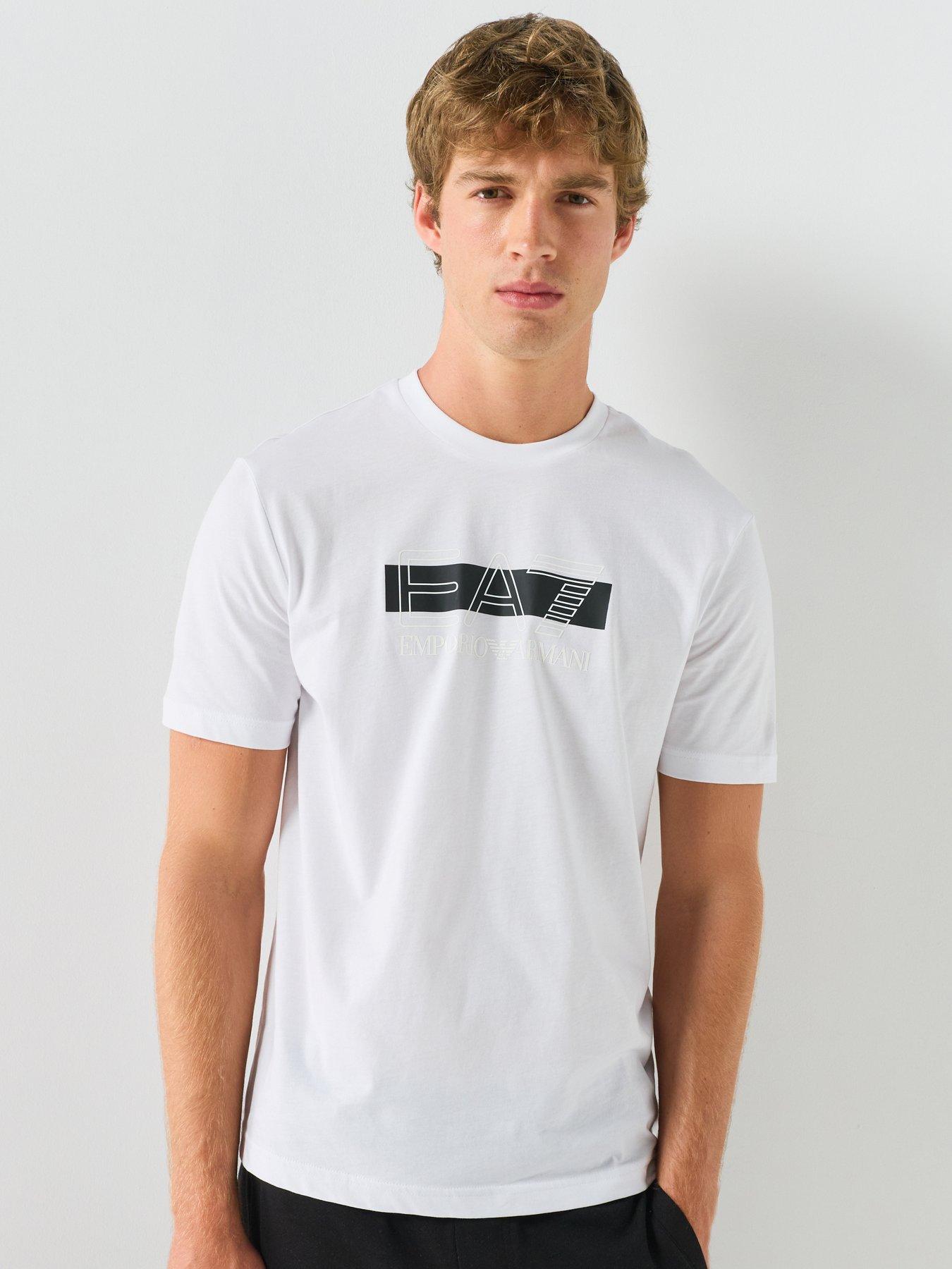 EA7 Emporio Armani T-shirt with Printed Logo, White, Size Xl, Men