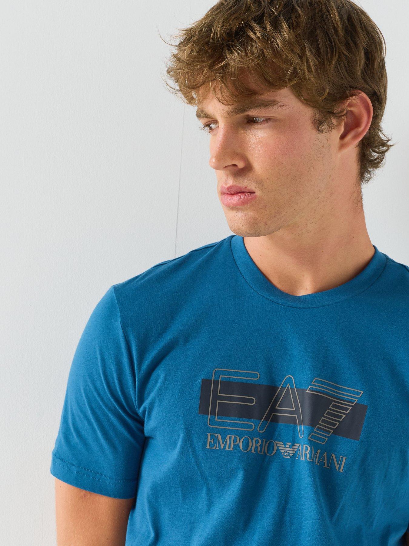 Image 4 of 6 of EA7 Emporio Armani T-Shirt with Printed Logo - Dark Blue