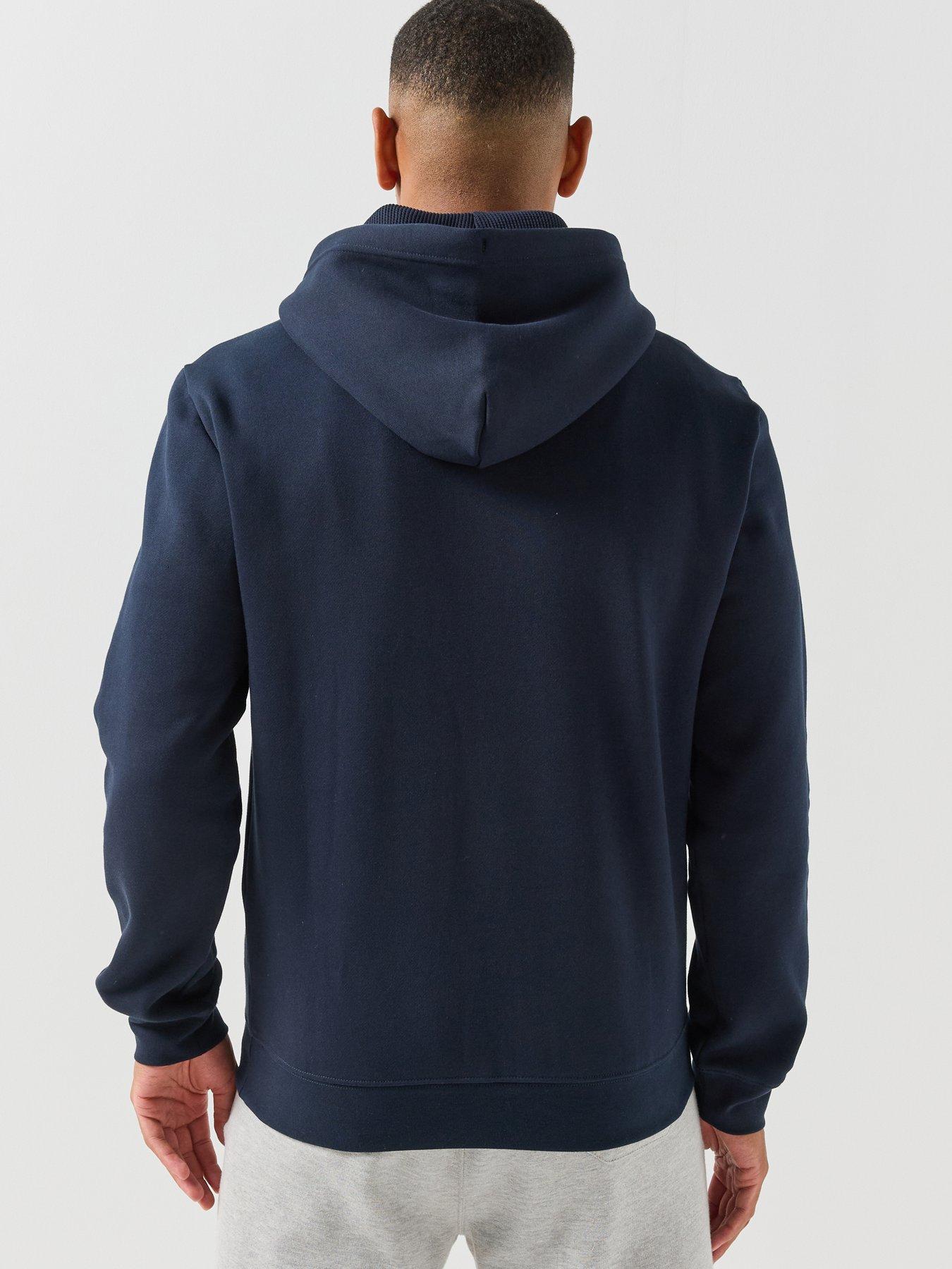 Image 2 of 4 of EA7 Emporio Armani Mens Train Visibility Logo Print Overhead Hoodie - Navy