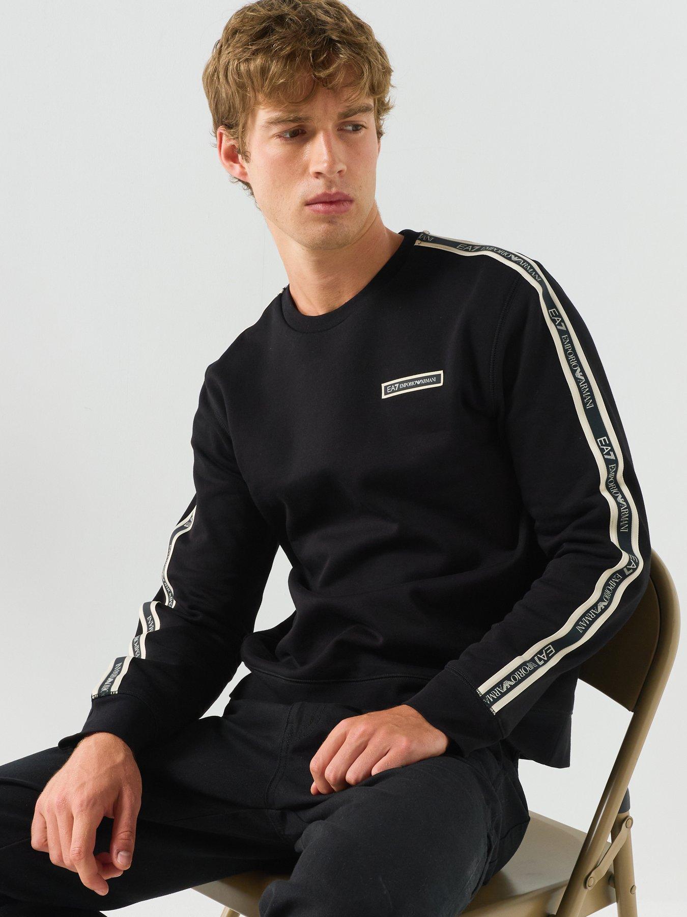 EA7 Emporio Armani Train Logo Taped Crew Neck Sweatshirt - Black