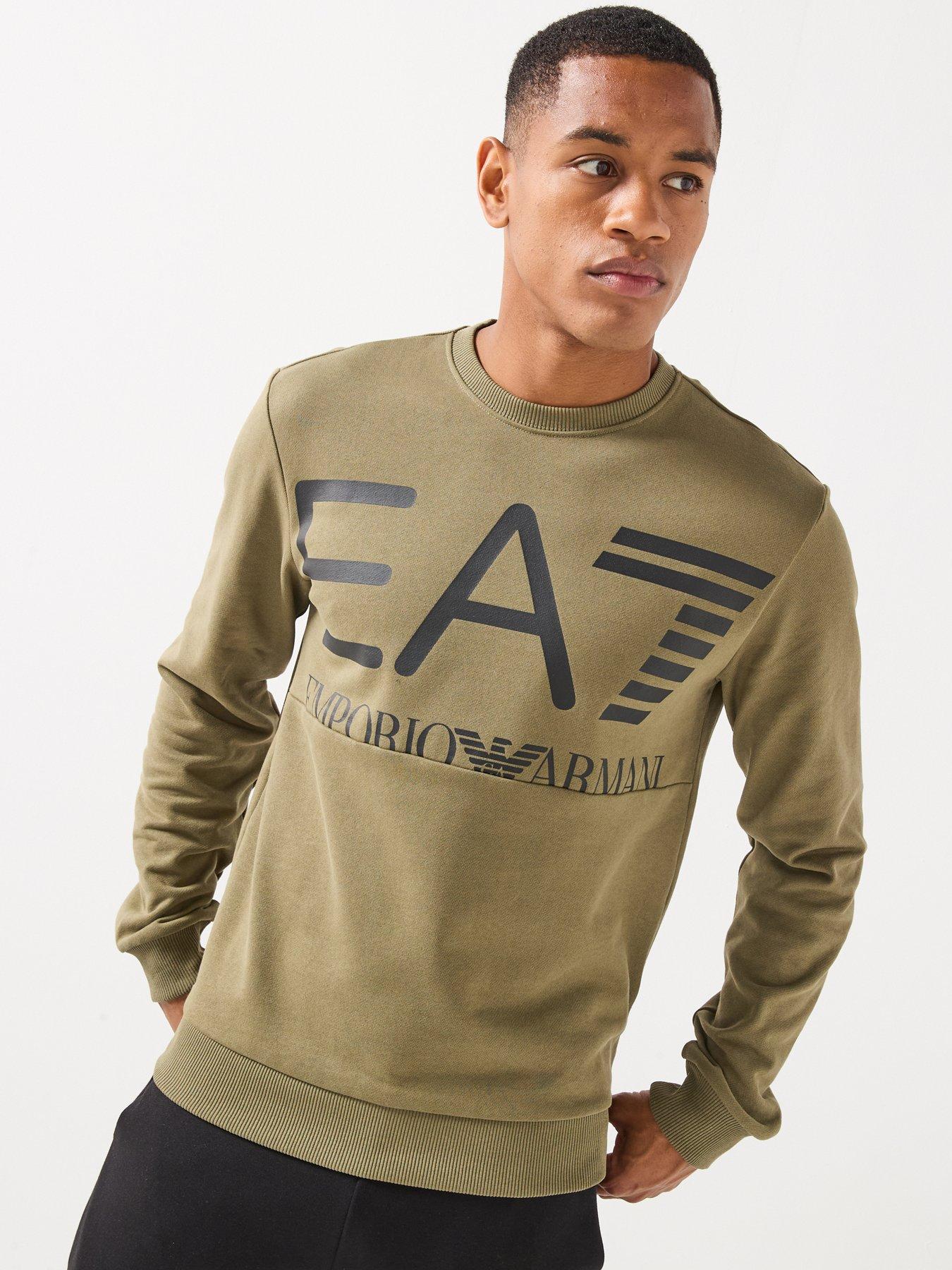 EA7 Emporio Armani Oversized Logo Crew Neck Sweatshirt, Green, Size M, Men