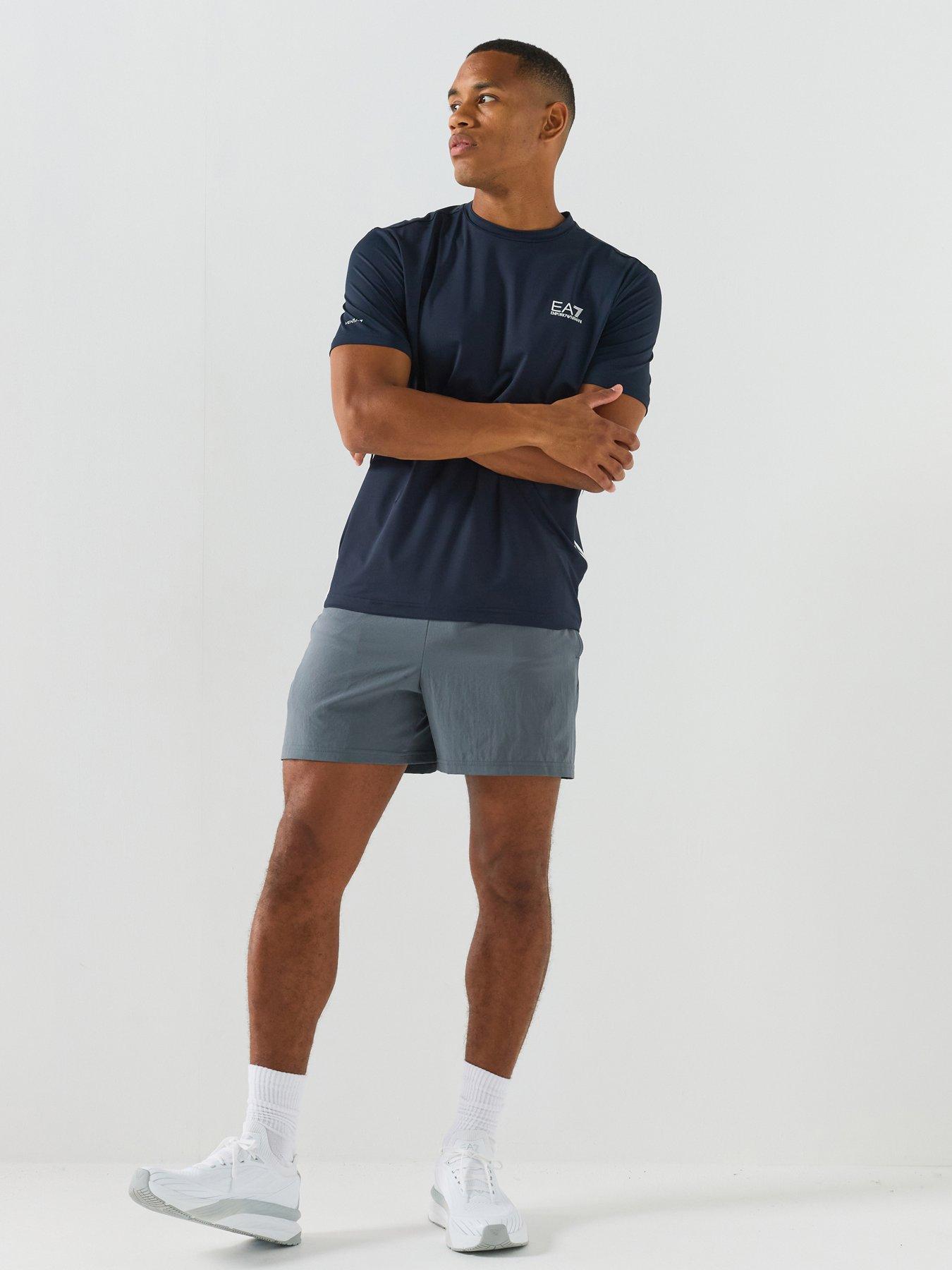 EA7 Emporio Armani Tennis Pro Textured T-Shirt, Navy, Size M, Men