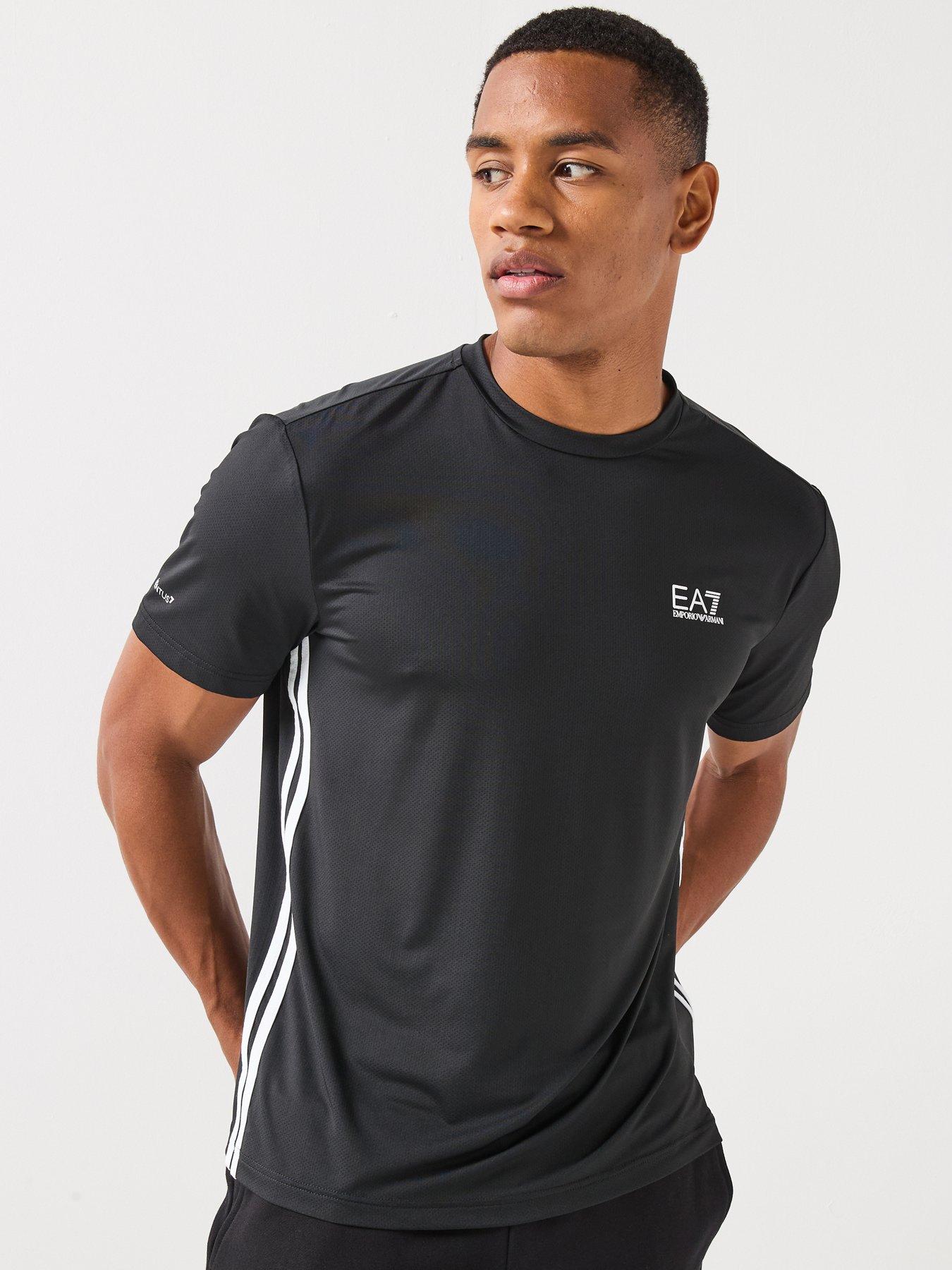 EA7 Emporio Armani Tennis Pro Textured T-Shirt, Black, Size S, Men