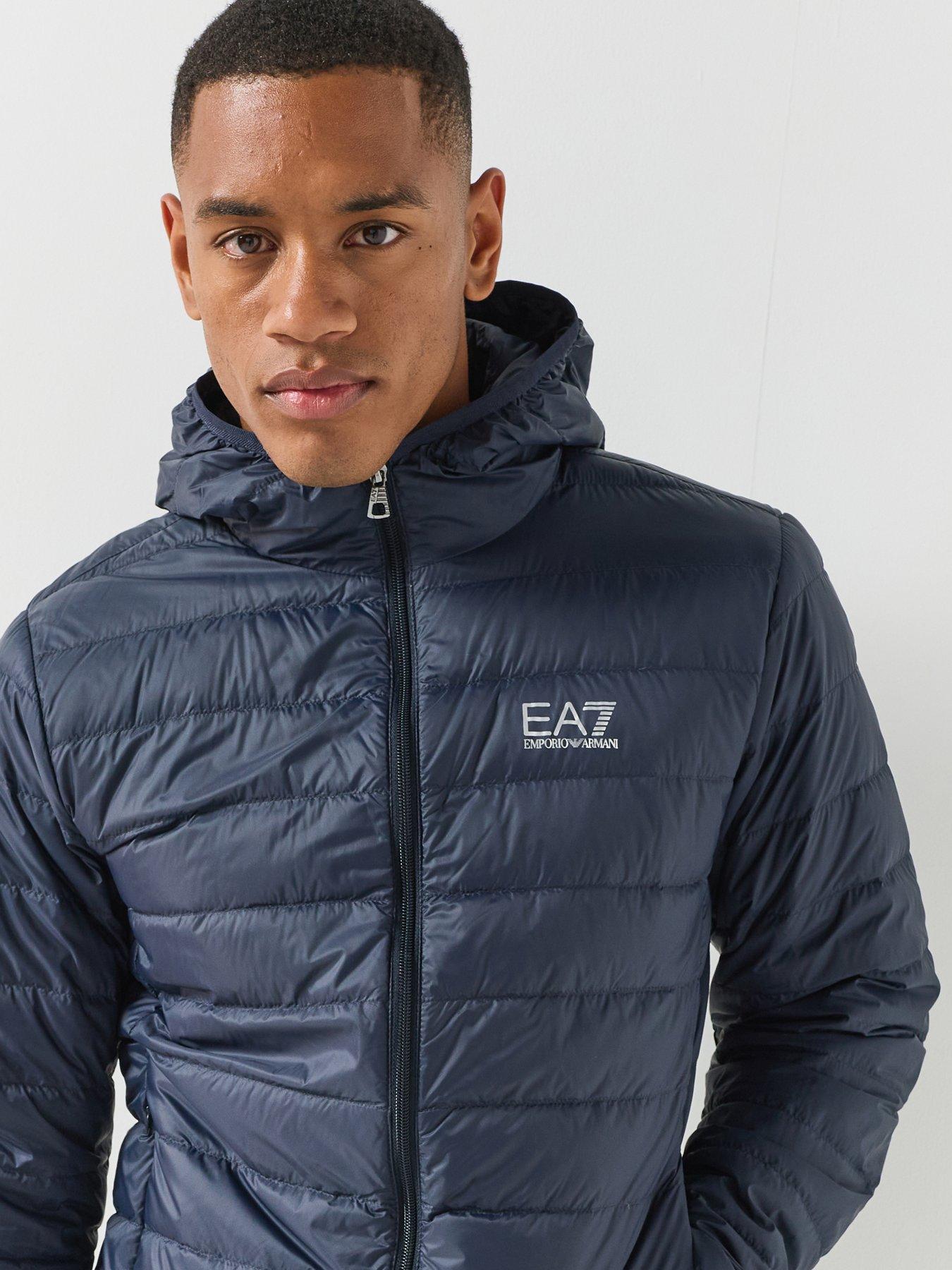 EA7 Men's Woven Down Jacket, Black/Silver - Image 4