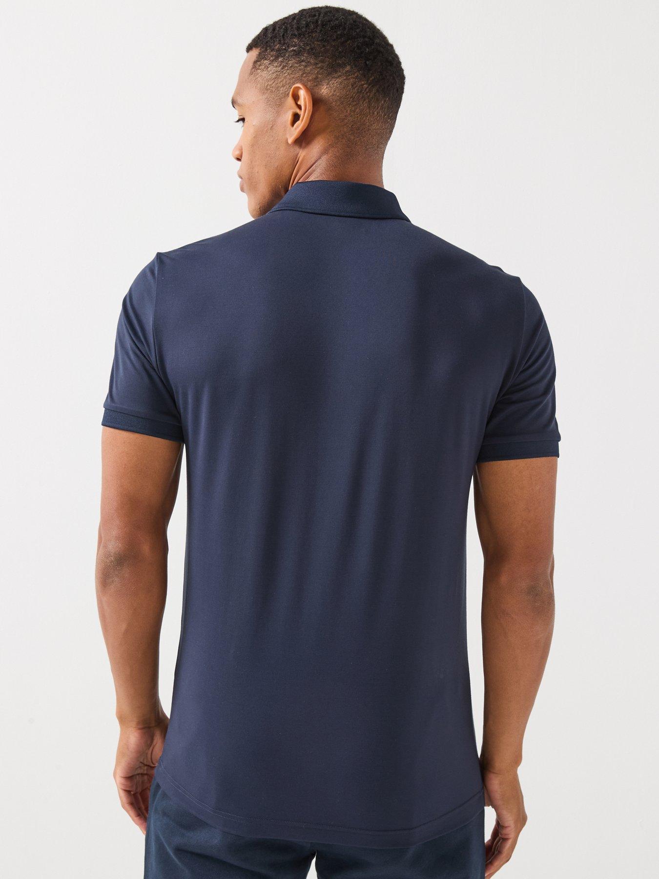 Image 2 of 6 of EA7 Emporio Armani Premium Shield Zip Neck Polo Shirt - Navy