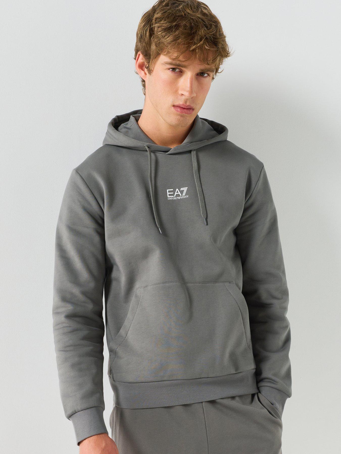 EA7 Emporio Armani Core ID Logo Hoodie, Grey, Size Xl, Men