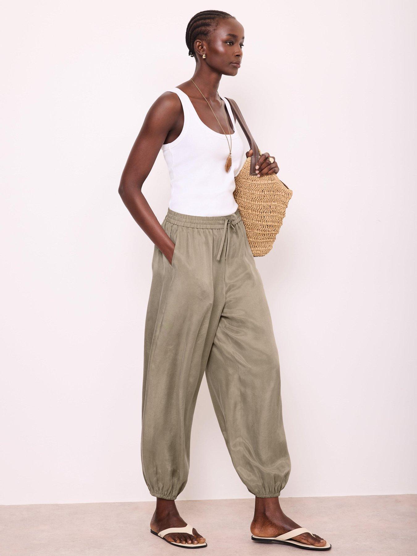 Mint Velvet Khaki Cupro Balloon Trouser