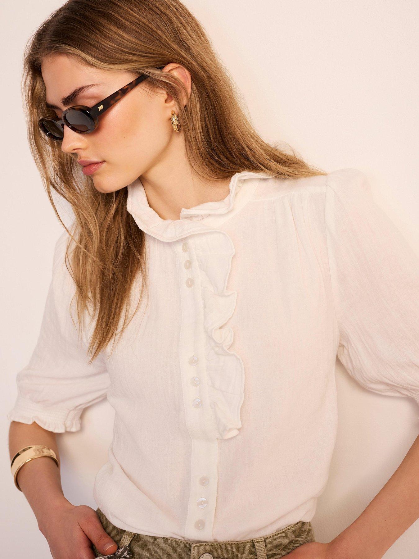Mint Velvet Ivory Gauze Blouse, White, Size L, Women