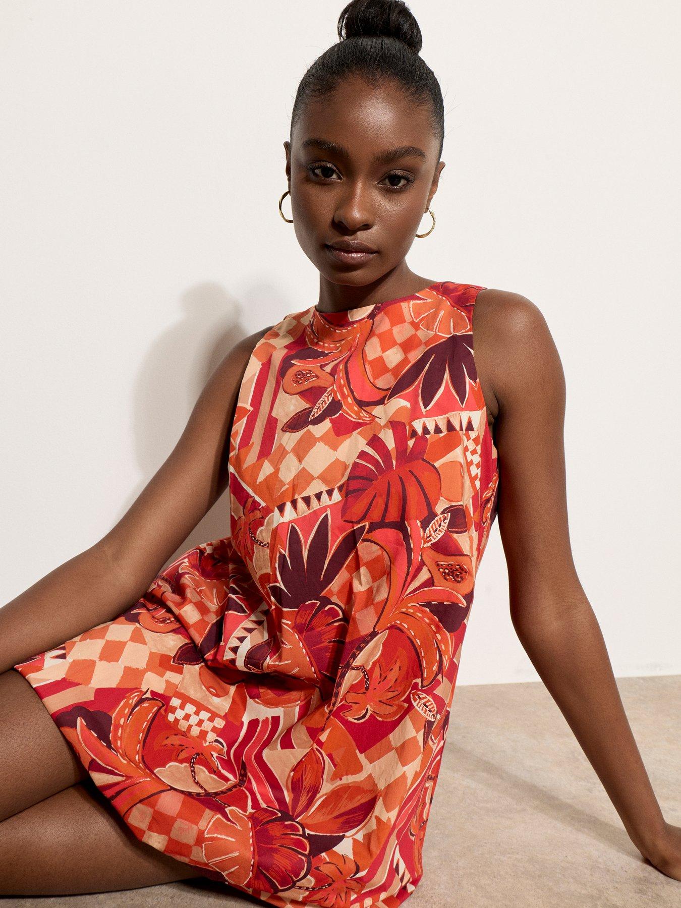 Apricot Tropical Circus Balloon Hem Shift Dress - Red | Very