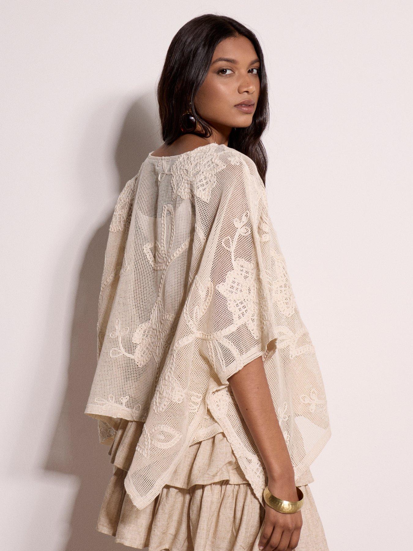 Image 2 of 4 of Apricot Cotton Cornelli Mesh Oversized Top